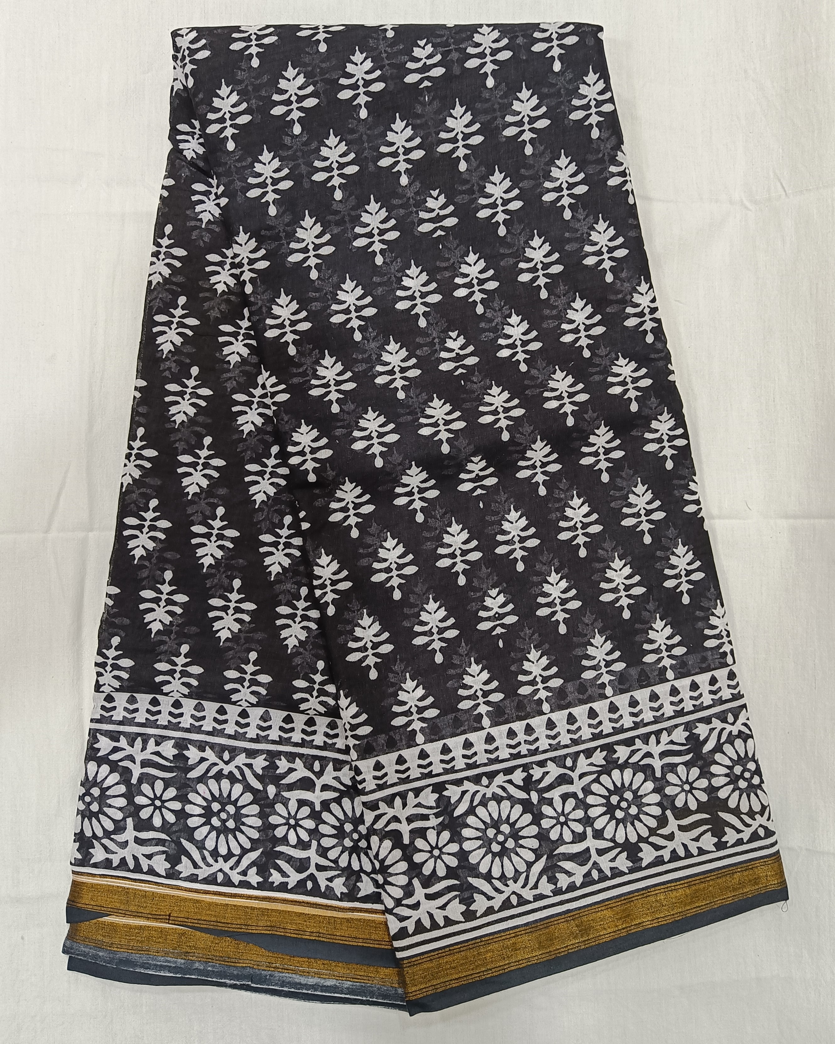 Black and White Chanderi Saree