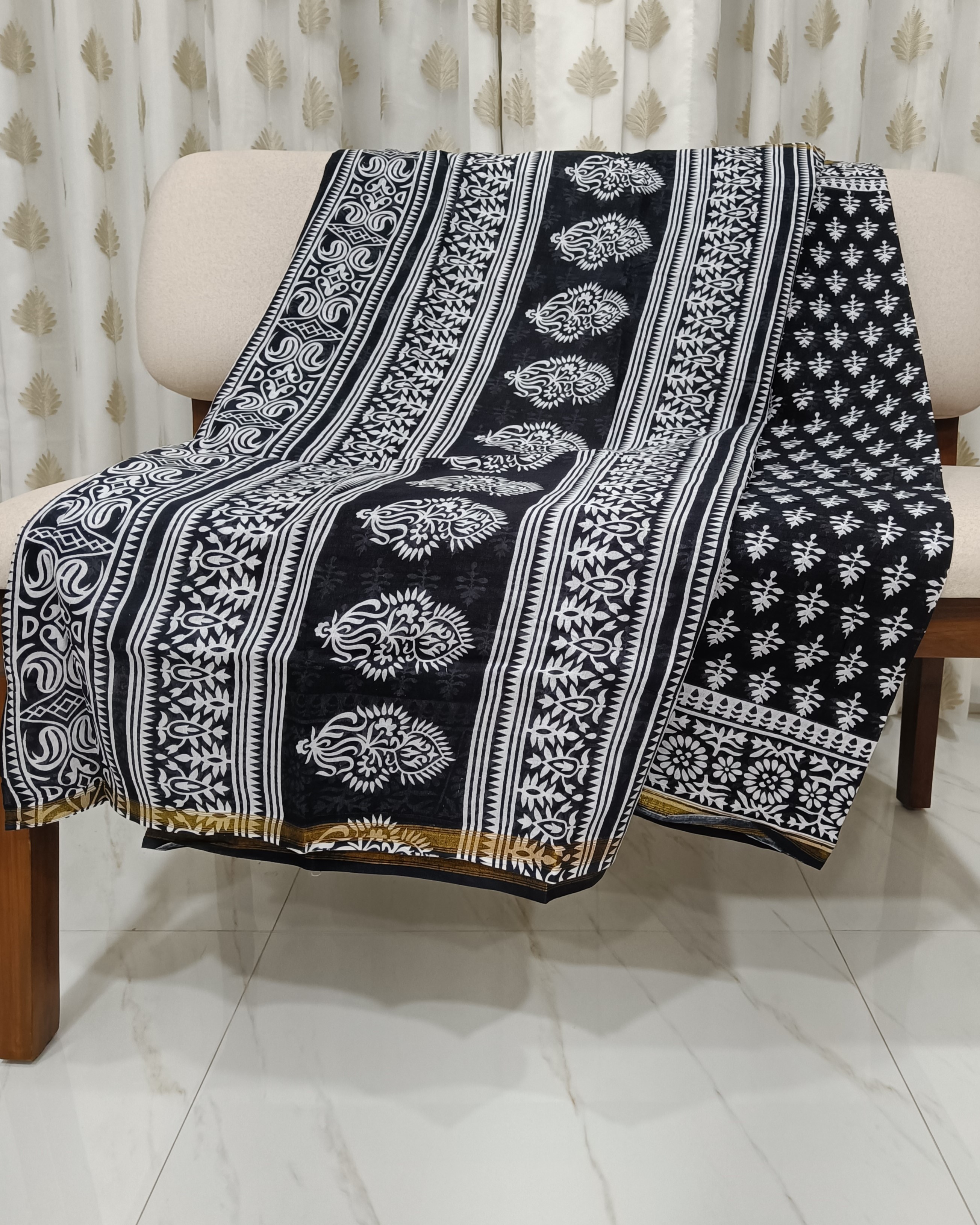 Black and White Chanderi Saree
