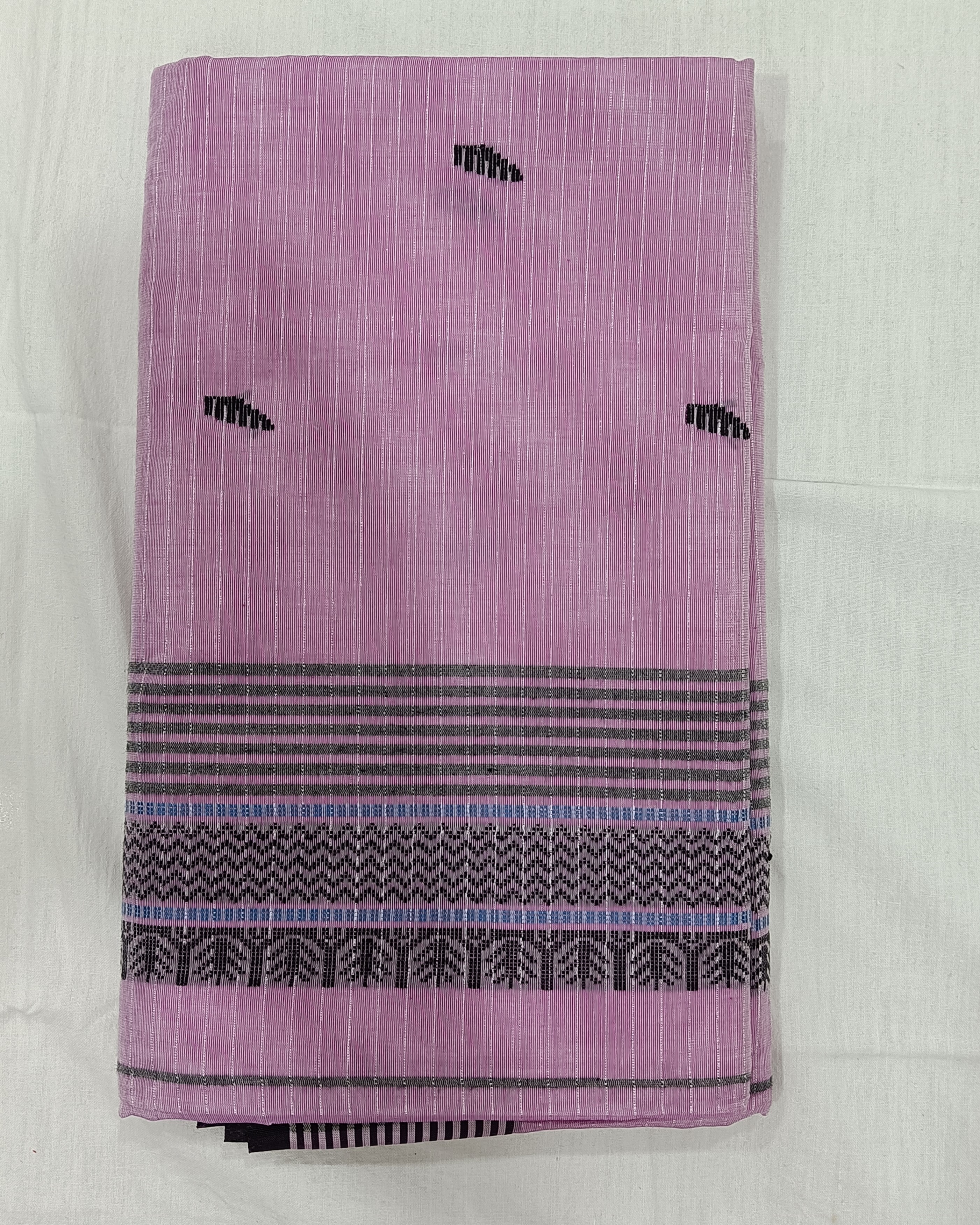 Lavender	Pure Cotton Saree with Black Threadwork Bhutas All Over