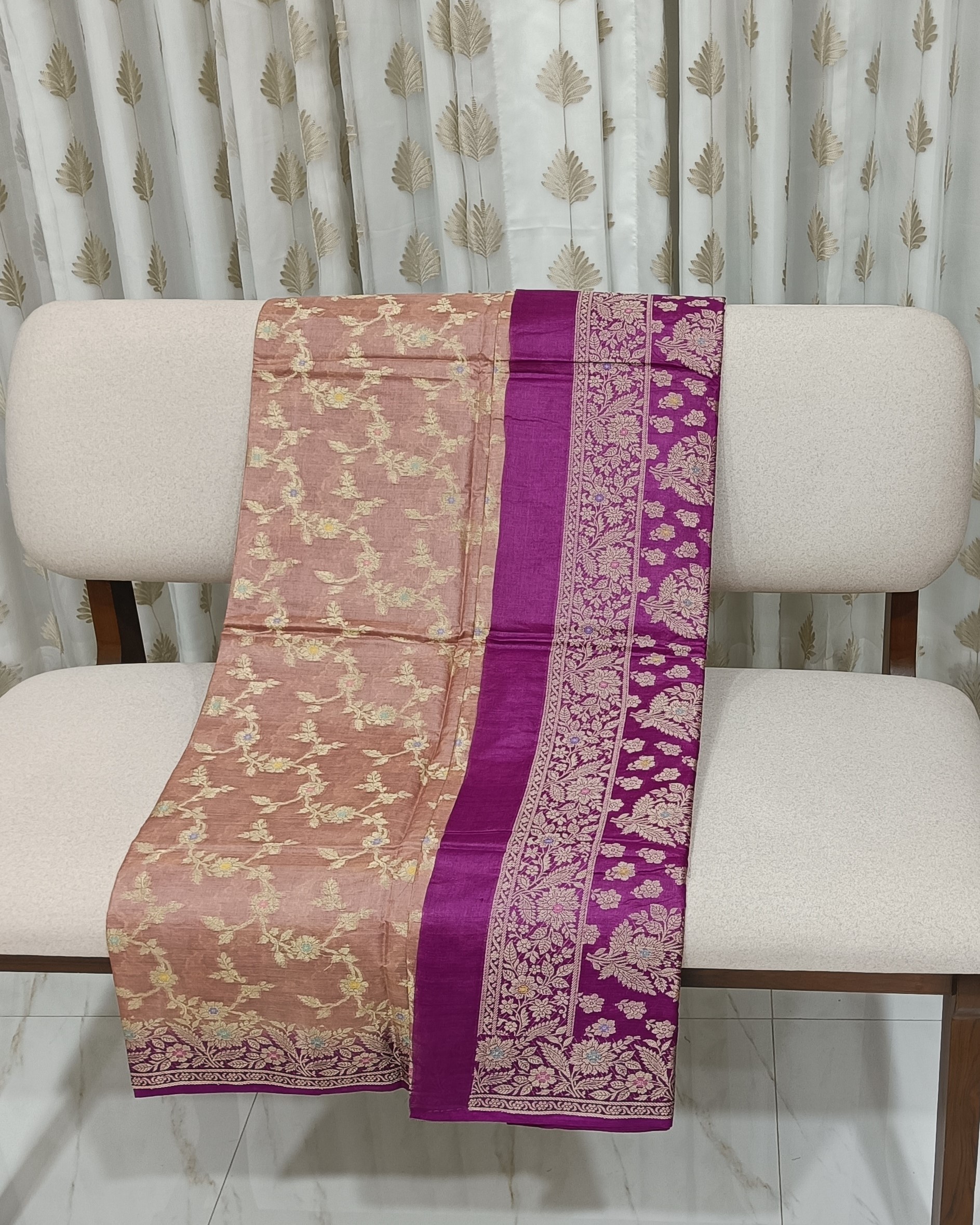 Pinkish Purple Tussar Silk Saree with Dark Pallu