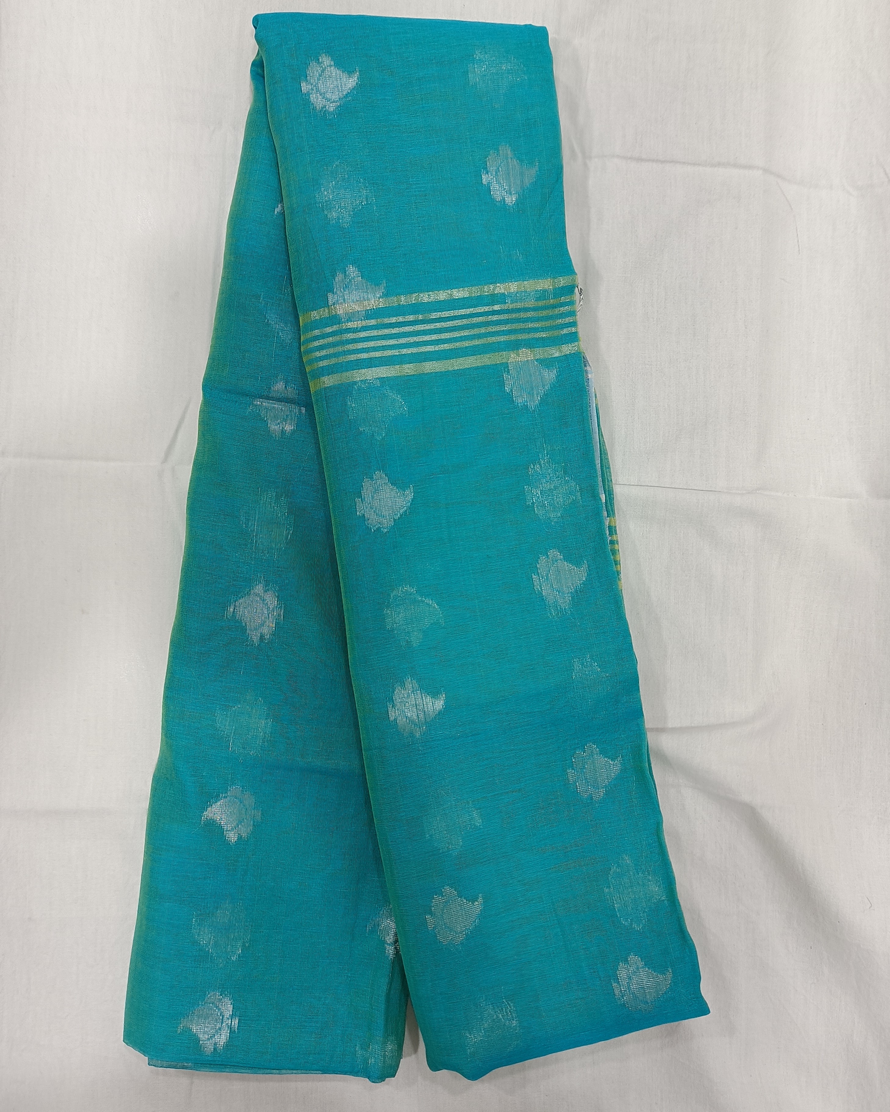 Aqua Blue Soft Semi Resham Saree with Big Threadwork Border in Silver Zari