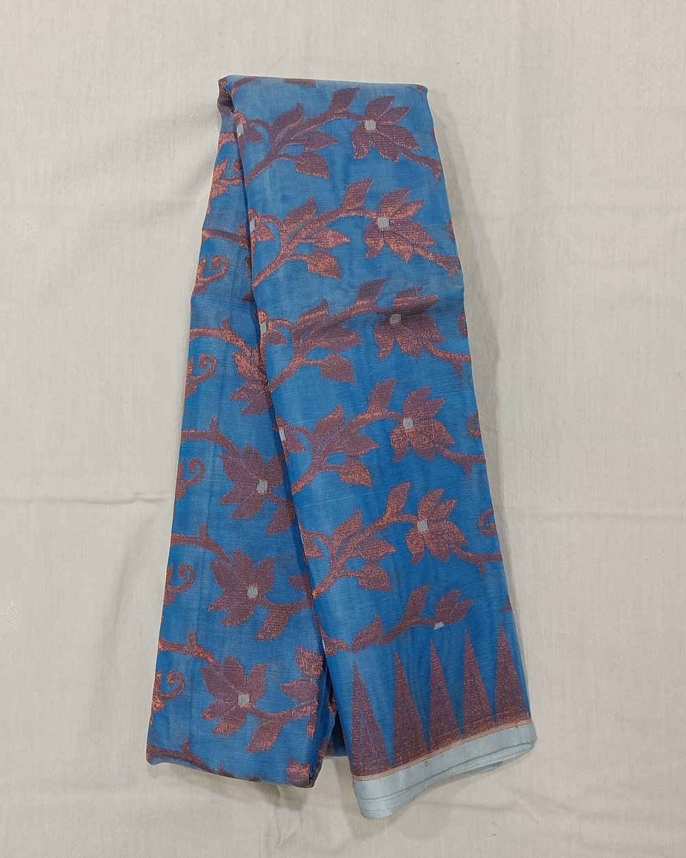Blue Color Transparent Resham Handwoven Jamdani Saree 