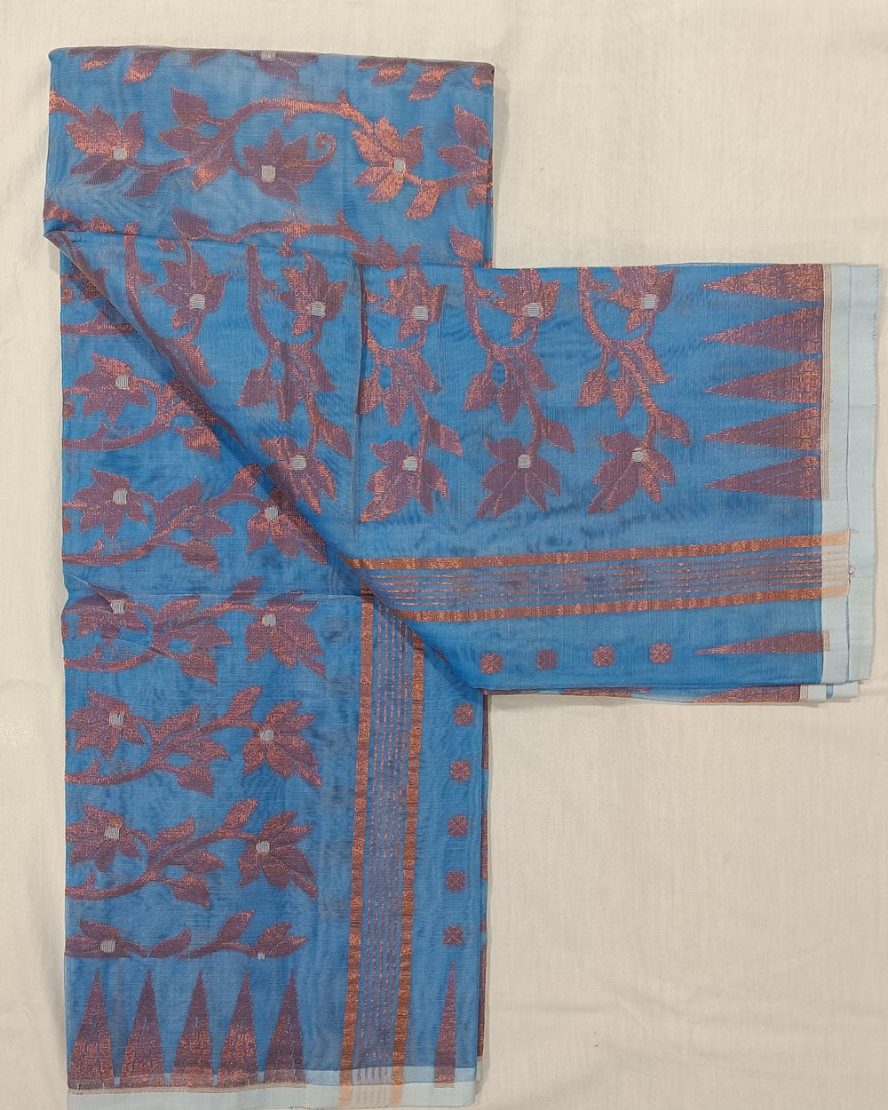 Blue Color Transparent Resham Handwoven Jamdani Saree 