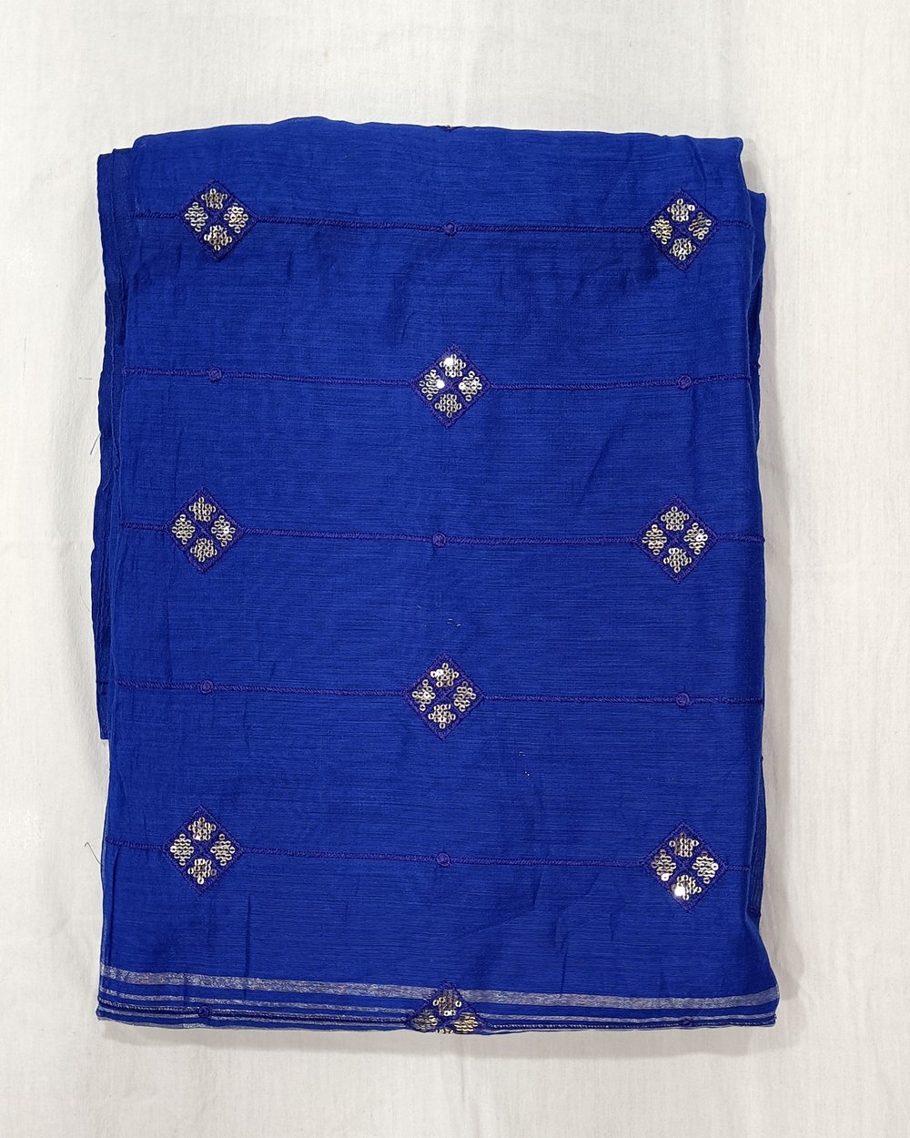 Sequence Work on Royal Blue Cotton Blended Saree