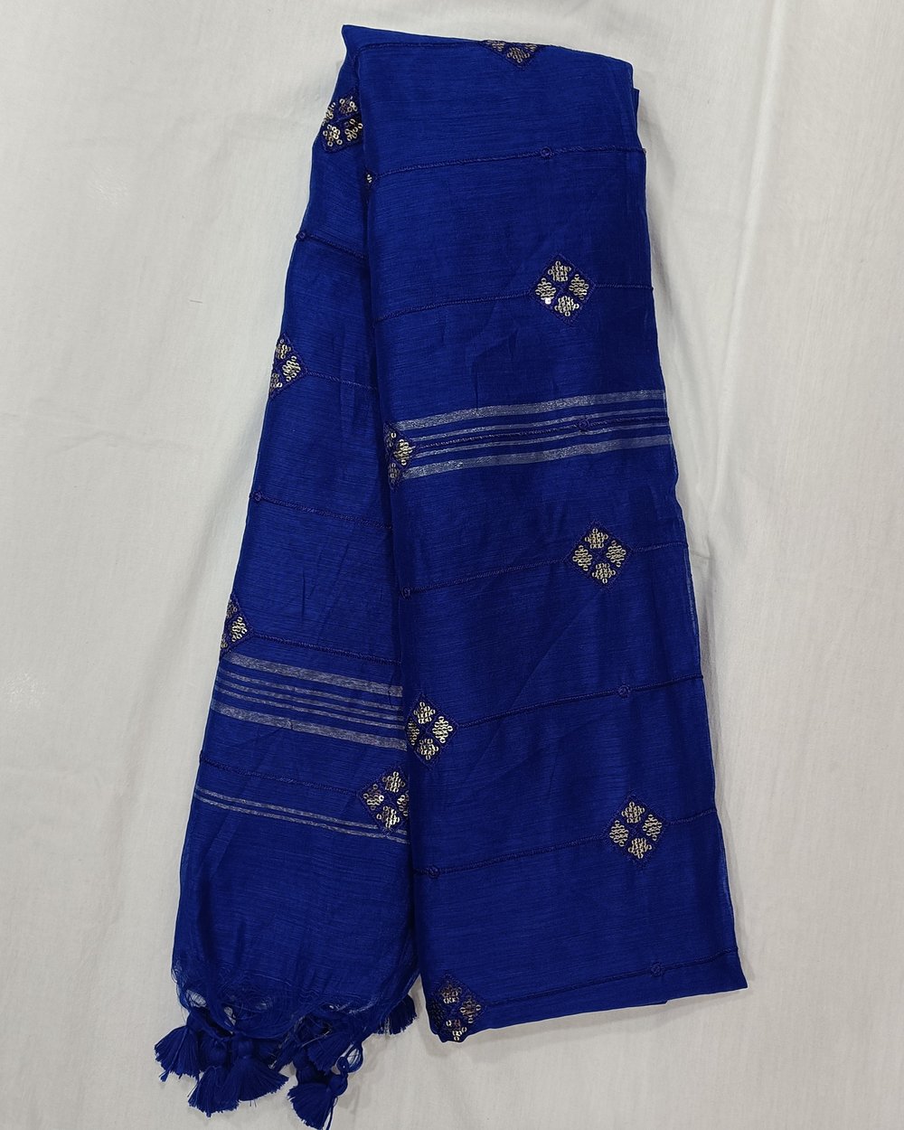 Sequence Work on Royal Blue Cotton Blended Saree