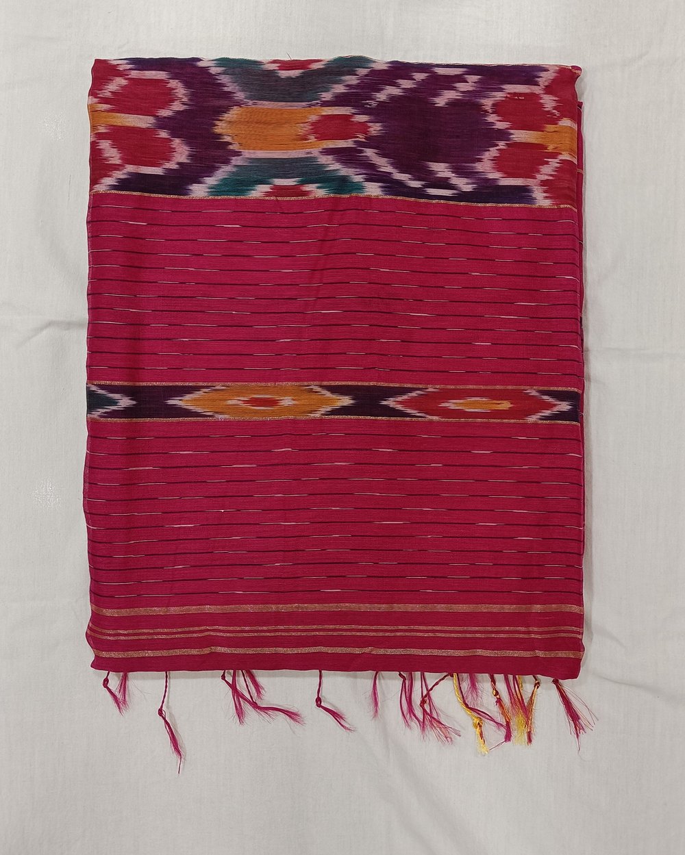 Dark Pink Cotton Blended Saree With Popular Sambalpuri Kotki Work