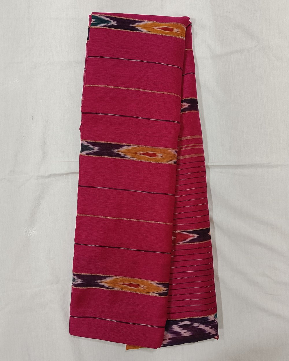 Dark Pink Cotton Blended Saree With Popular Sambalpuri Kotki Work