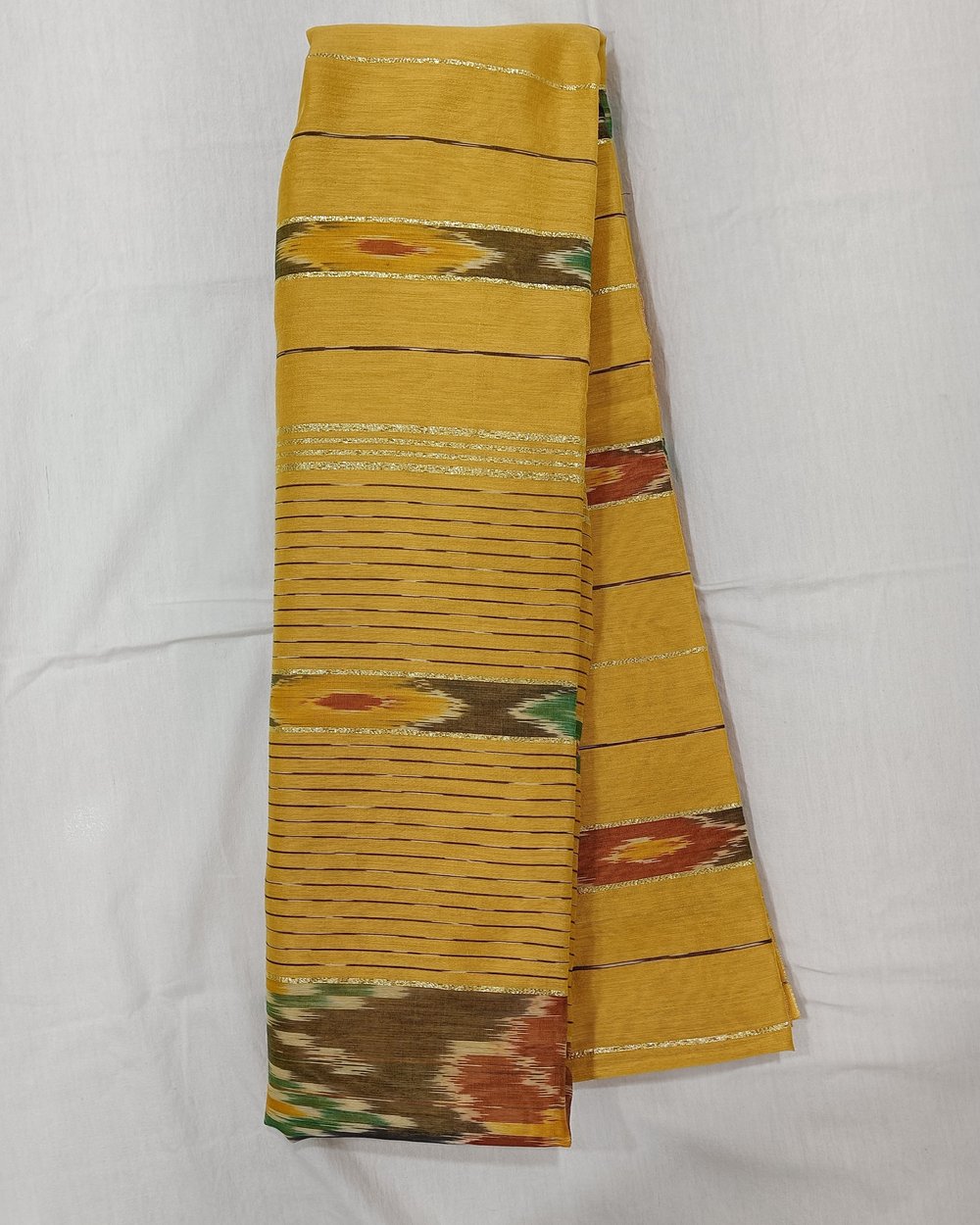 Yellow Cotton Blended Saree With Popular Sambalpuri Kotki Work