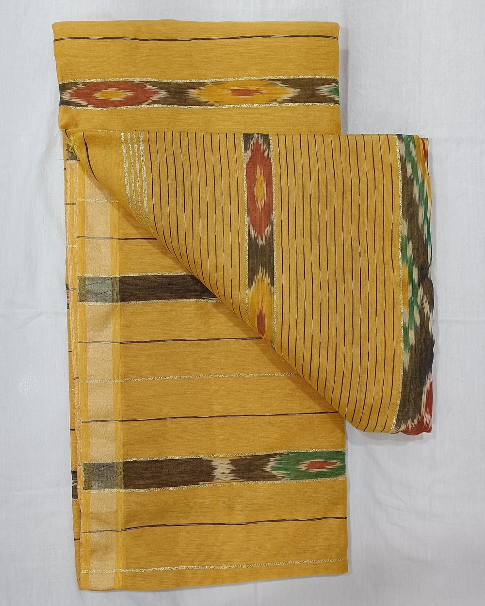 Yellow Cotton Blended Saree With Popular Sambalpuri Kotki Work