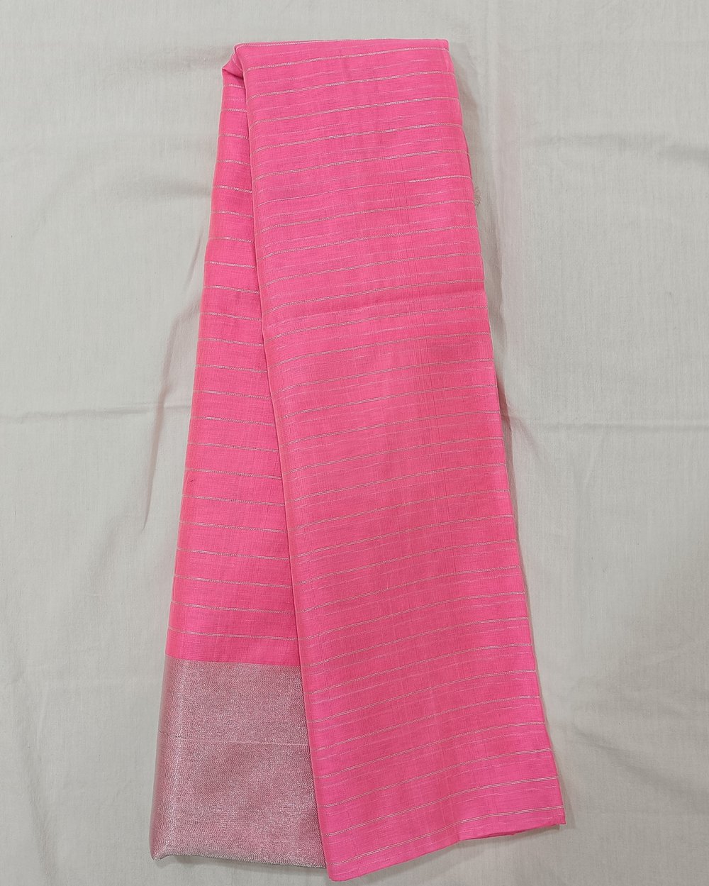 Light Pink Cotton Blended Saree With Silver Pallu