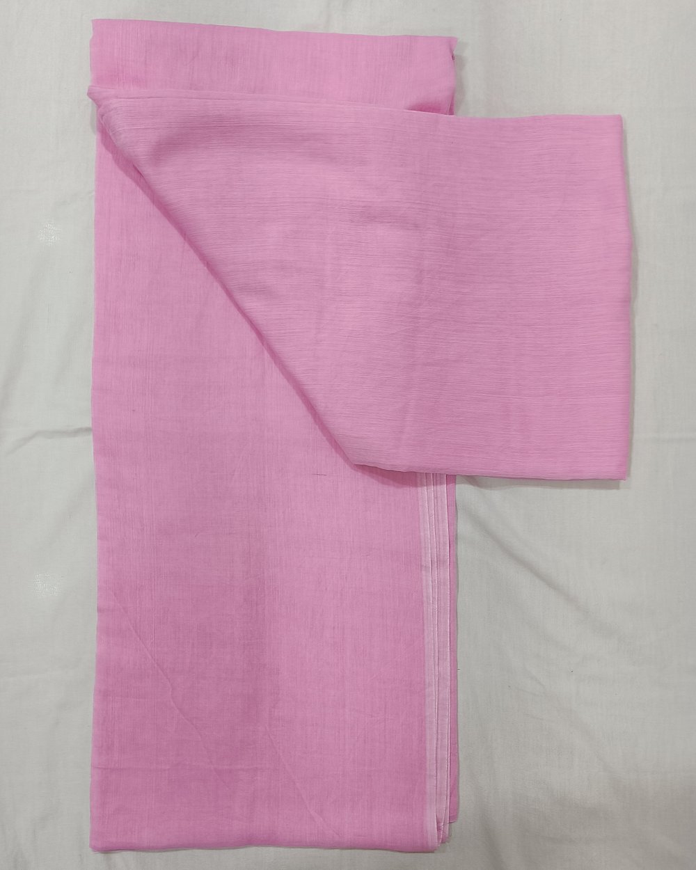 Baby Pink Mulmul Saree WIth Bright Pink Tassels