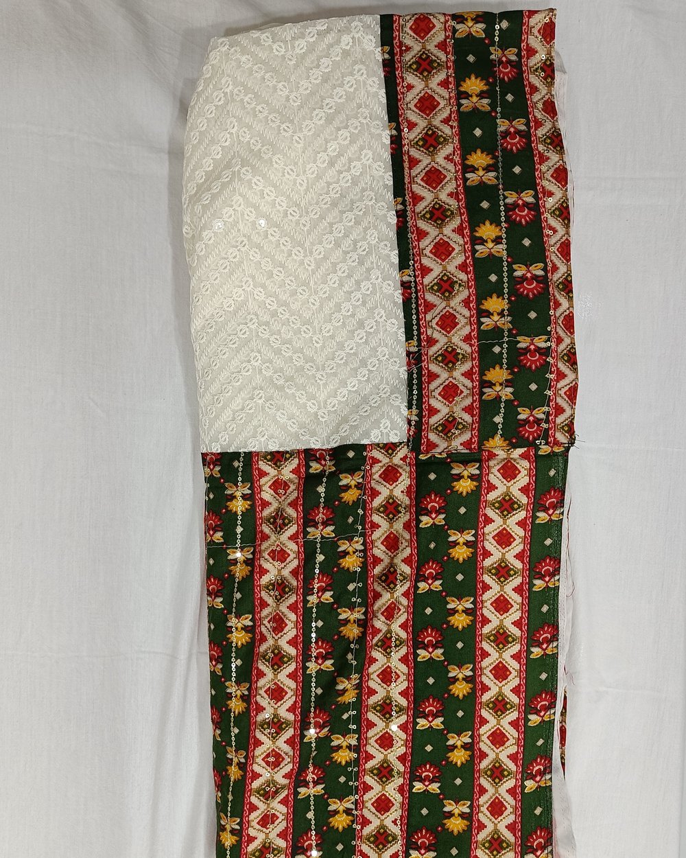 White Chikankari Weaved Saree With Black Color Patola Type Pallu