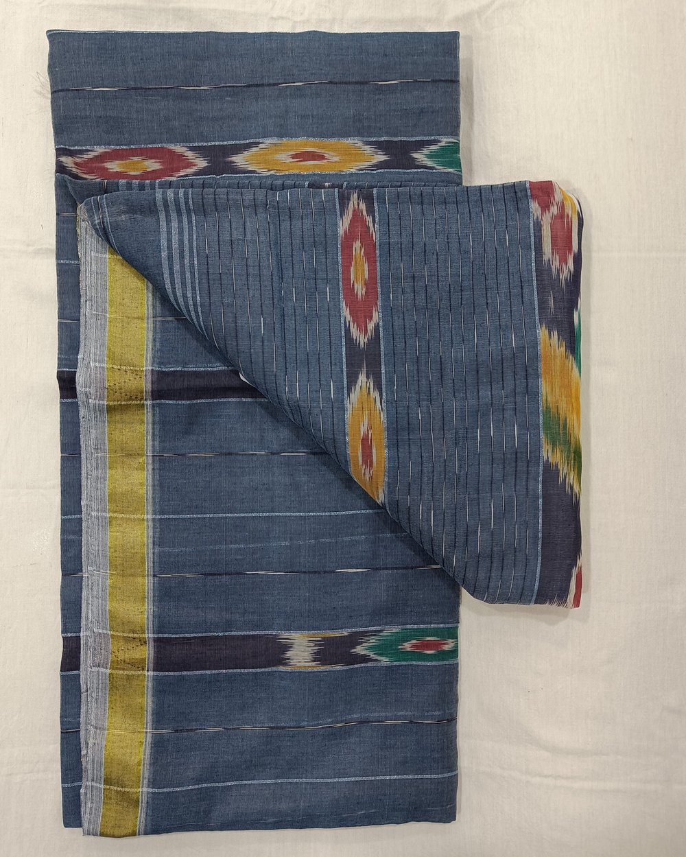 Blue Cotton Blended Saree With Popular Sambalpuri Kotki Work