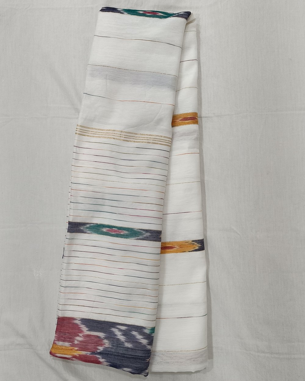 White Cotton Blended Saree With Popular Sambalpuri Kotki Work