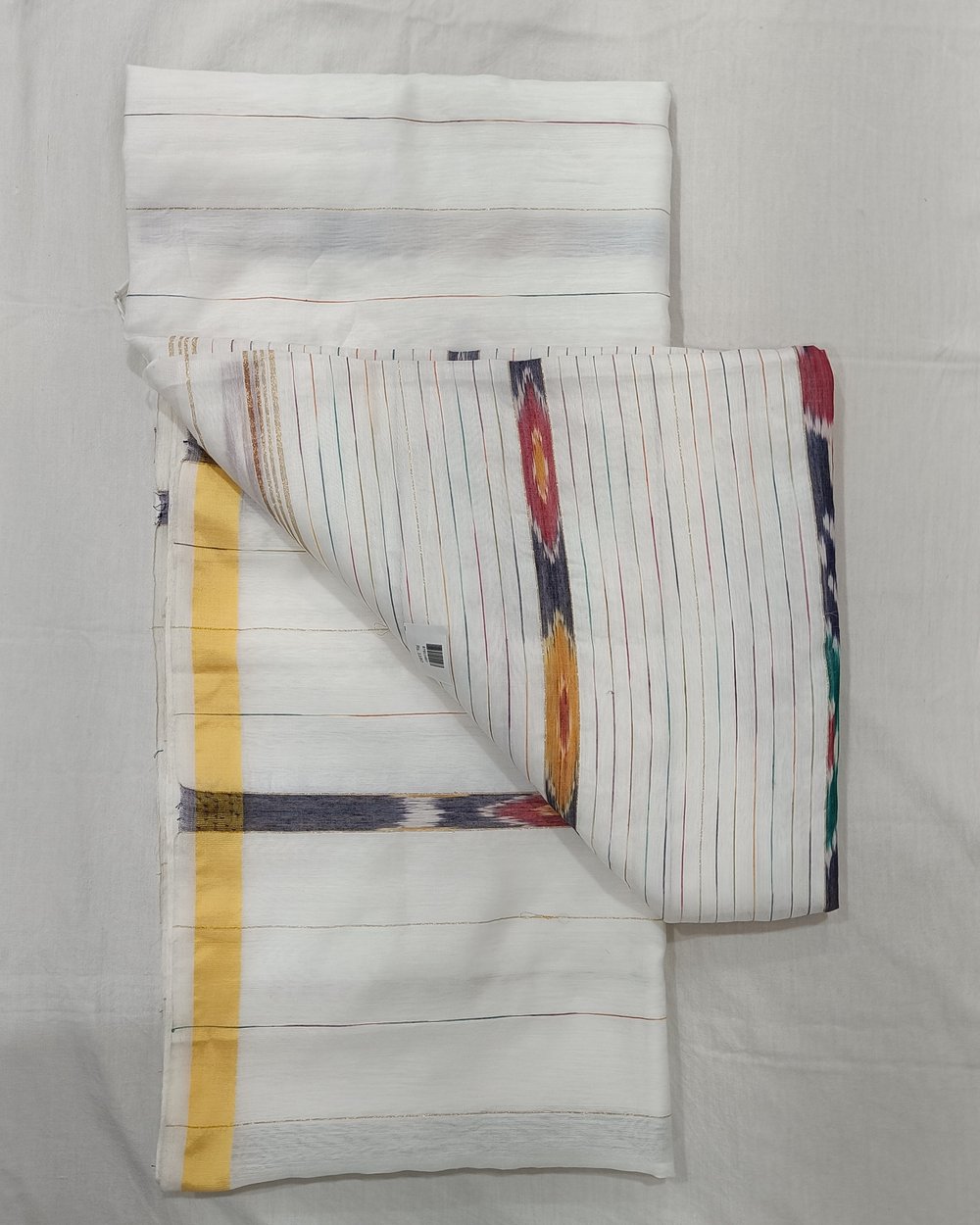 White Cotton Blended Saree With Popular Sambalpuri Kotki Work