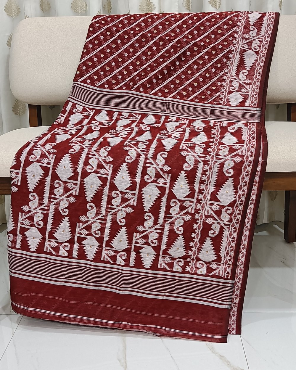Maroon Color Soft Jamdani Saree