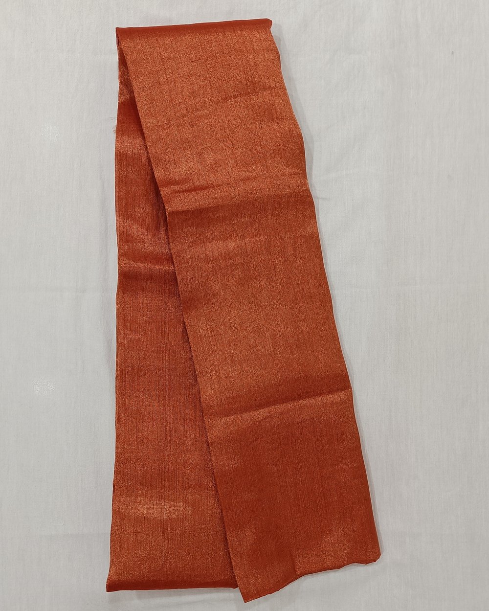 Copper Color Tissue Saree With Tassels At Pallu