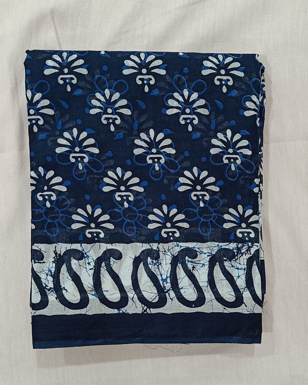 Indigo Color Print on Mul Cotton Saree