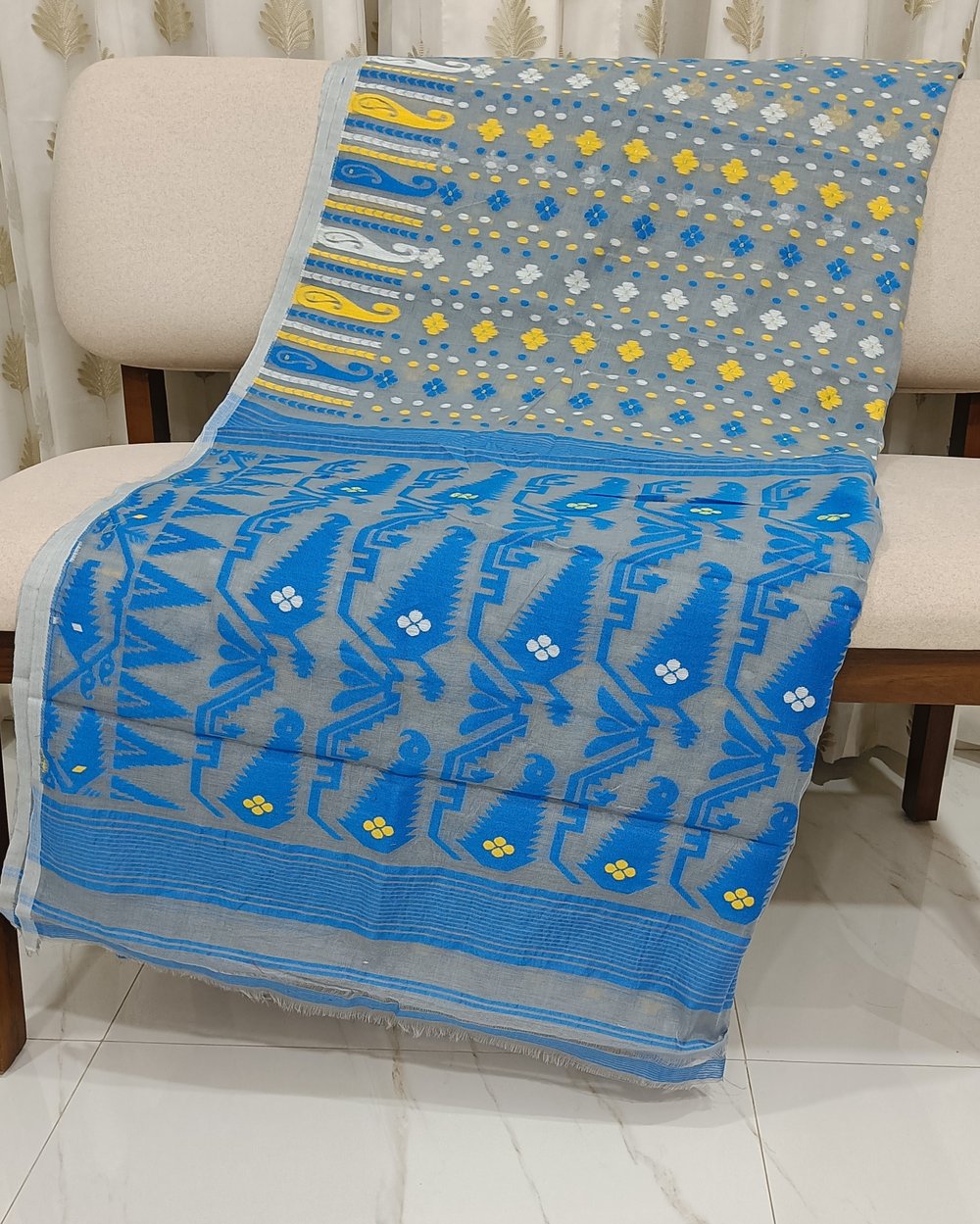 Grey Color Soft Jamdani Saree