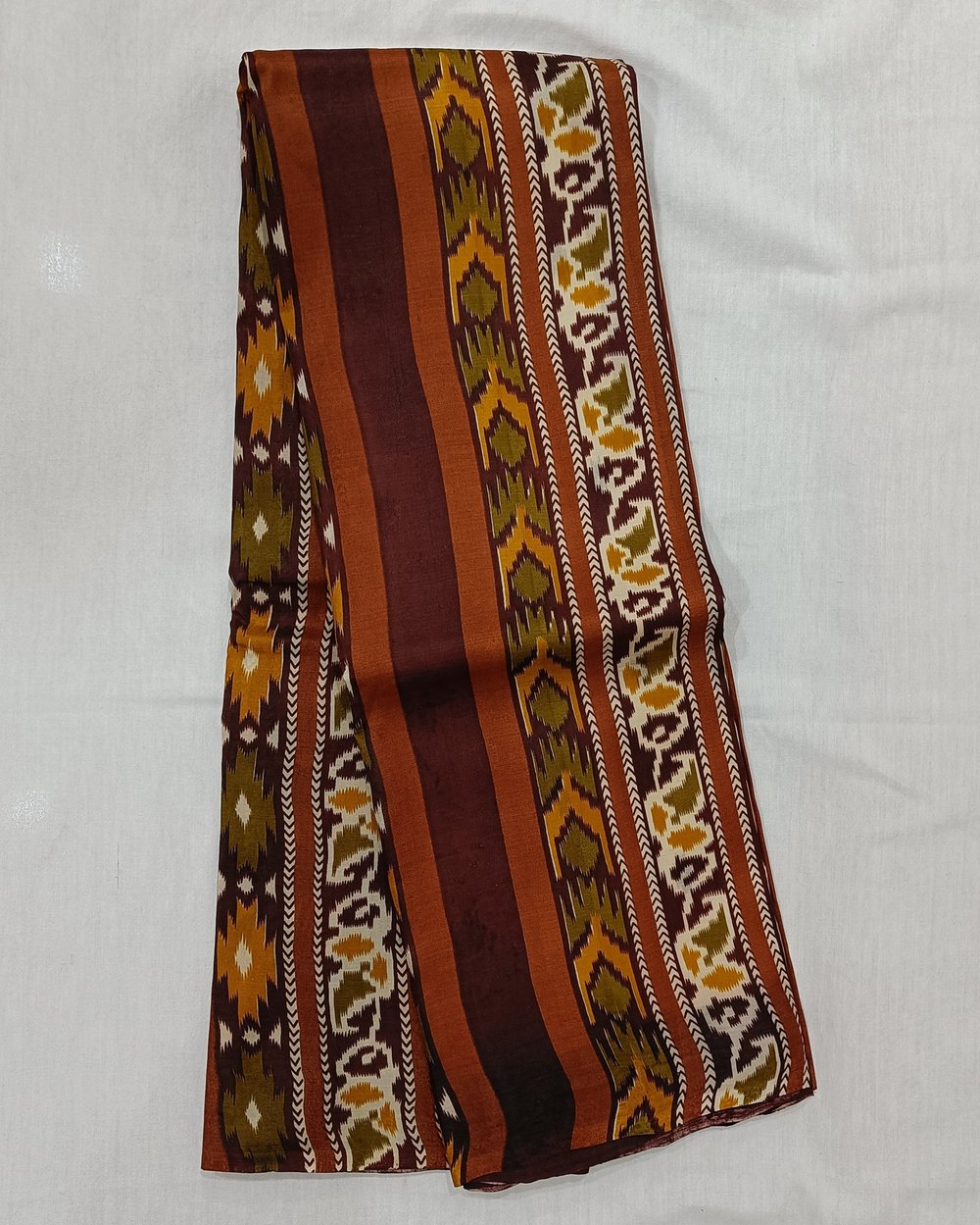 Pure Silk Saree With Cream and Brown Print