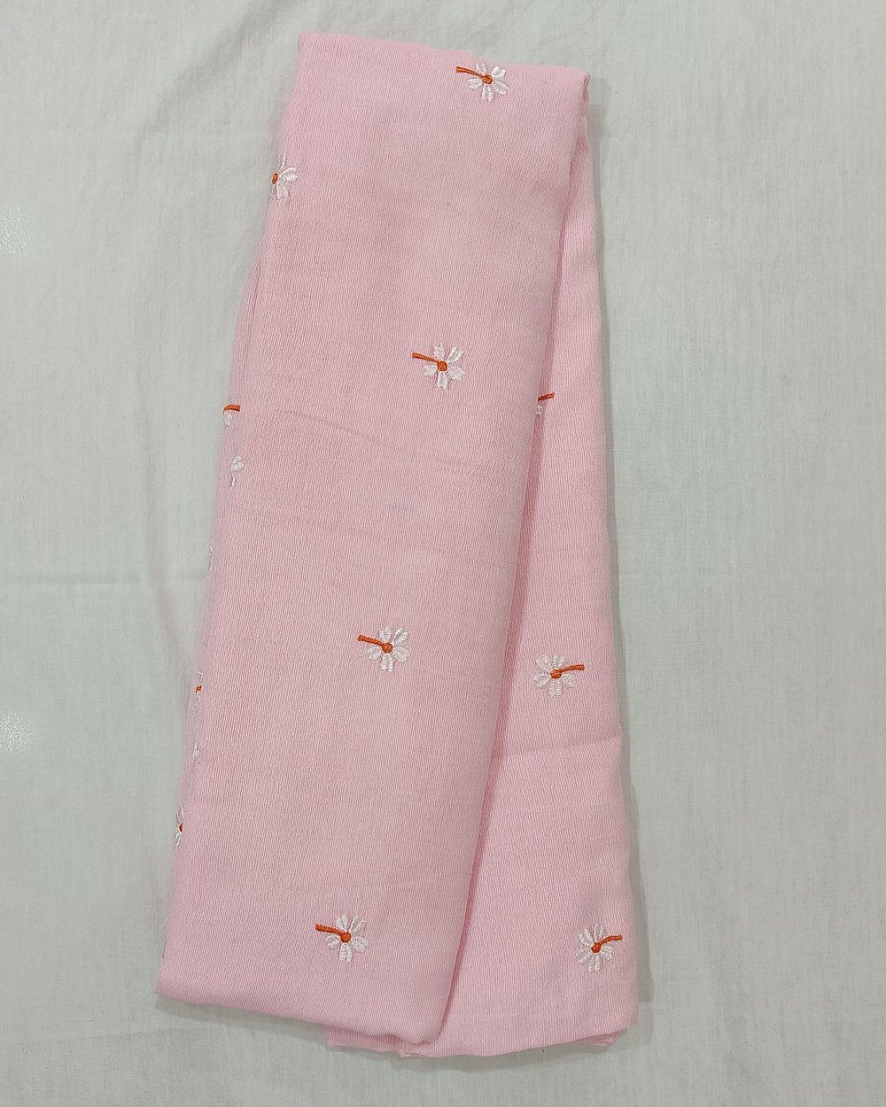 Pink Color Khadi Saree With Parijat Flowers