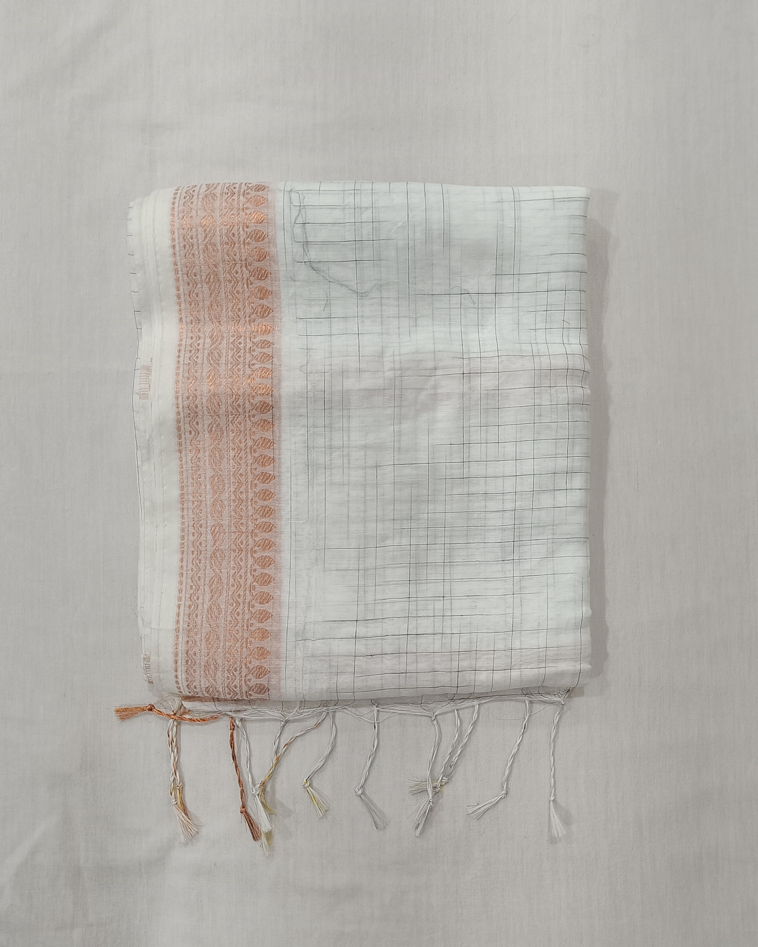 White Ikkat Cotton Silk Saree 