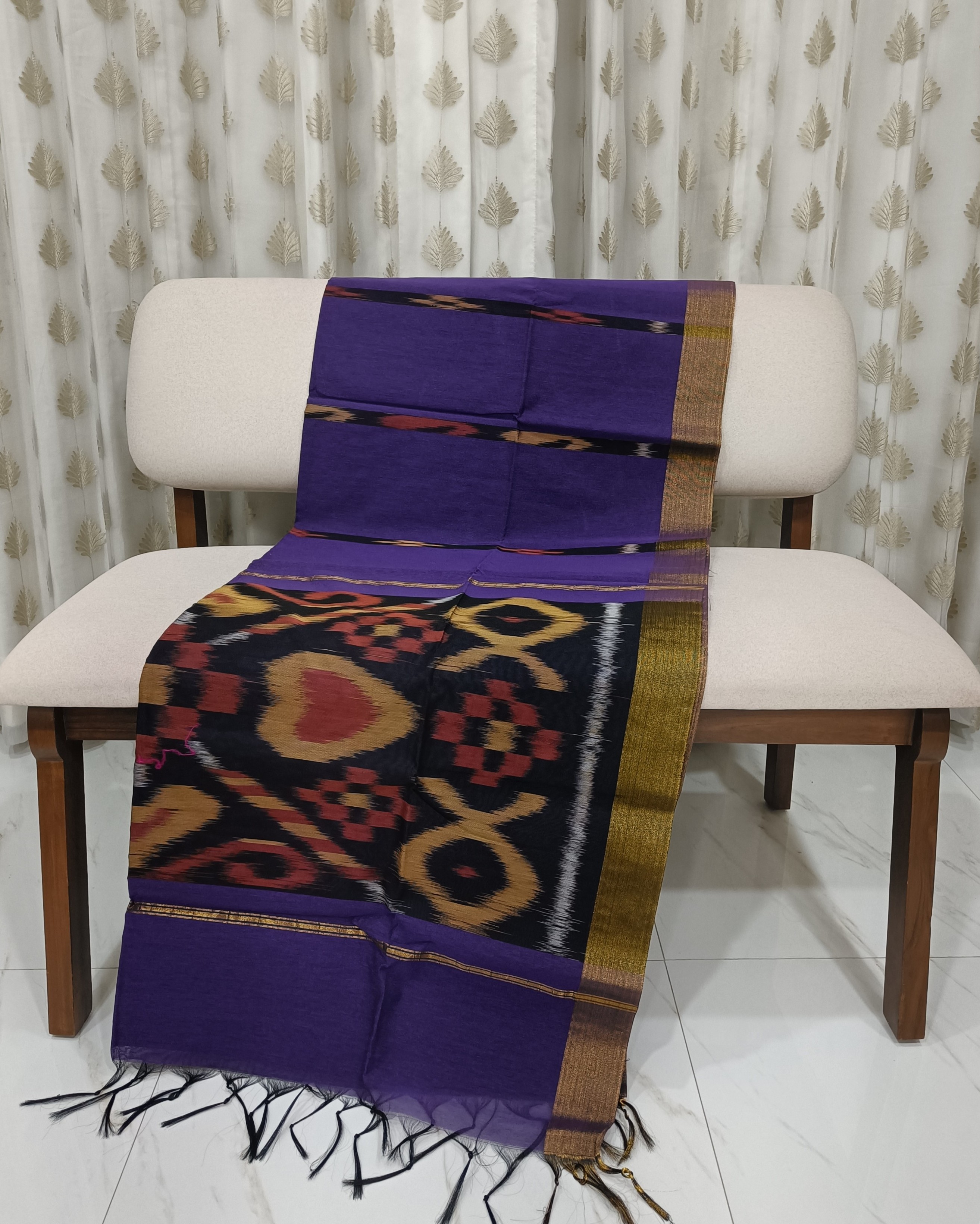 Royal Purple Cotton Silk Pochampally Saree
