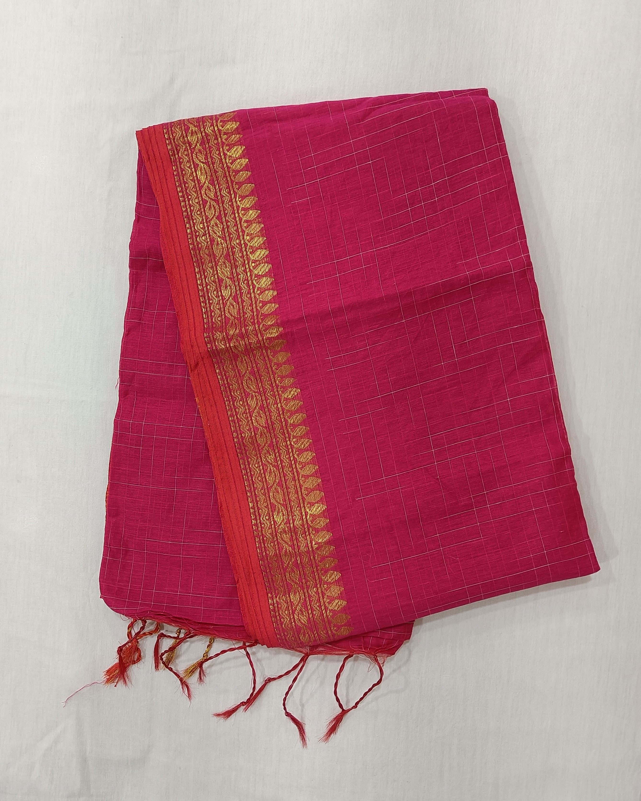 Rani Pink Ikkat Cotton Silk Saree