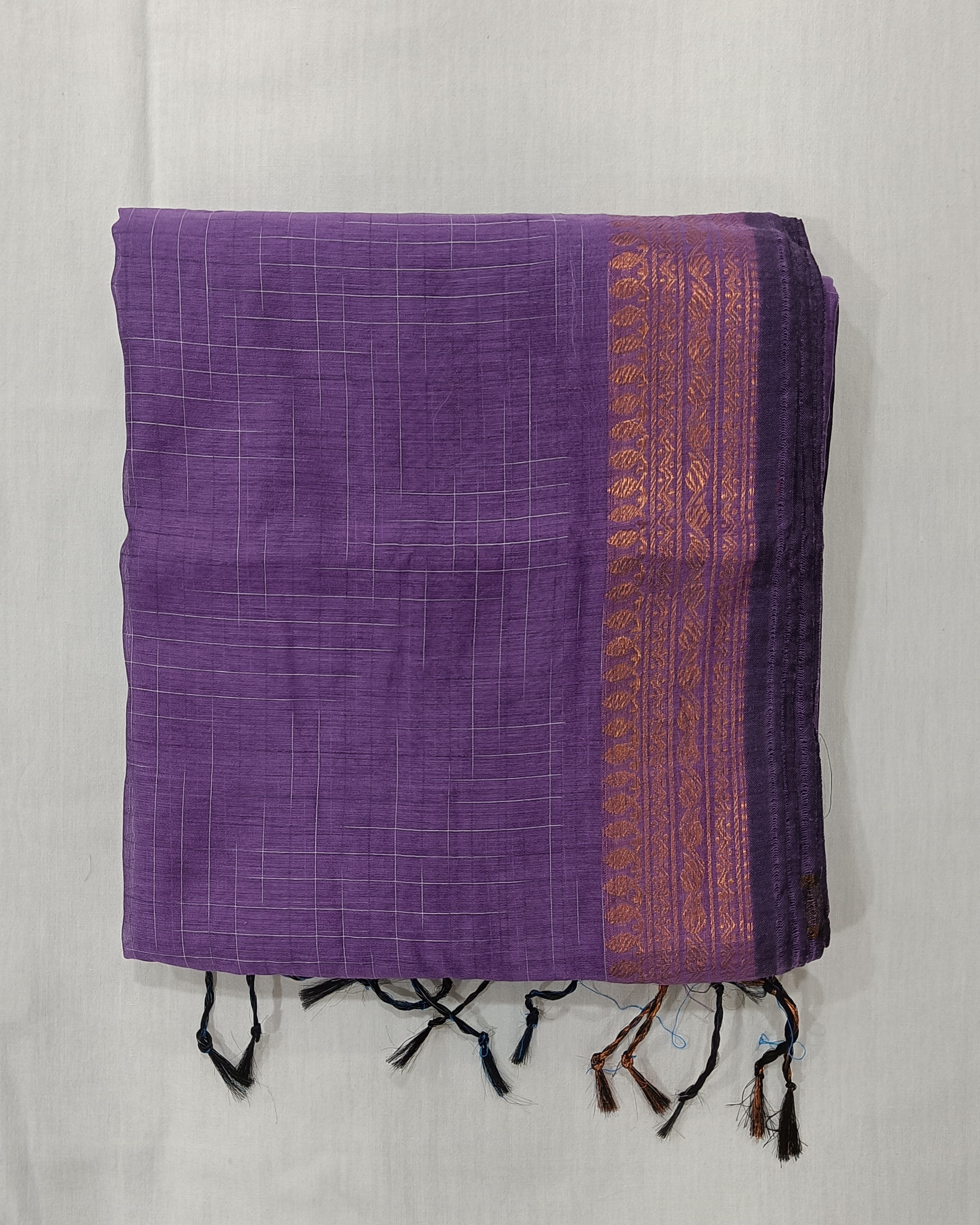 Lavender Purple Ikkat Cotton Silk Saree 