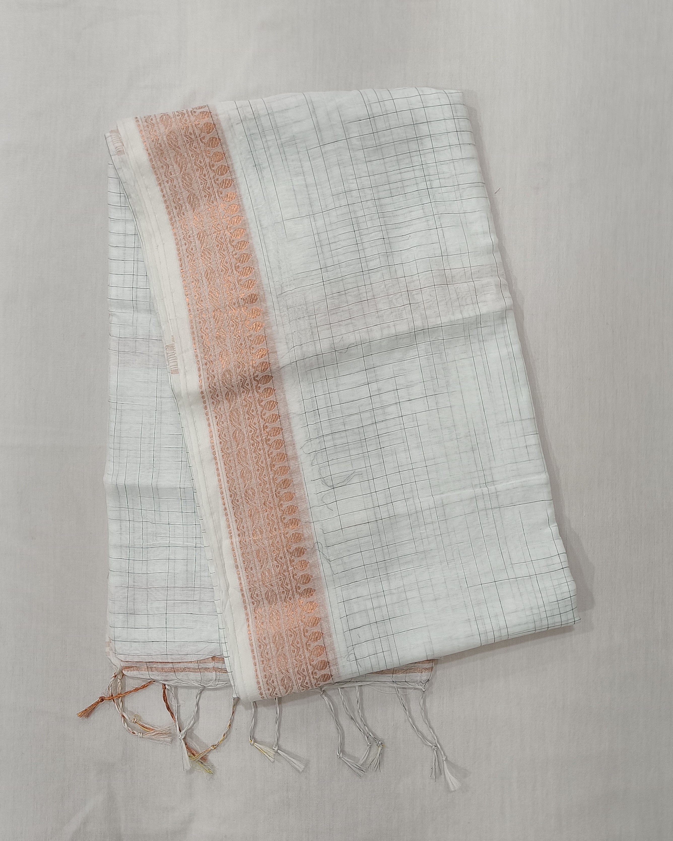 White Ikkat Cotton Silk Saree 