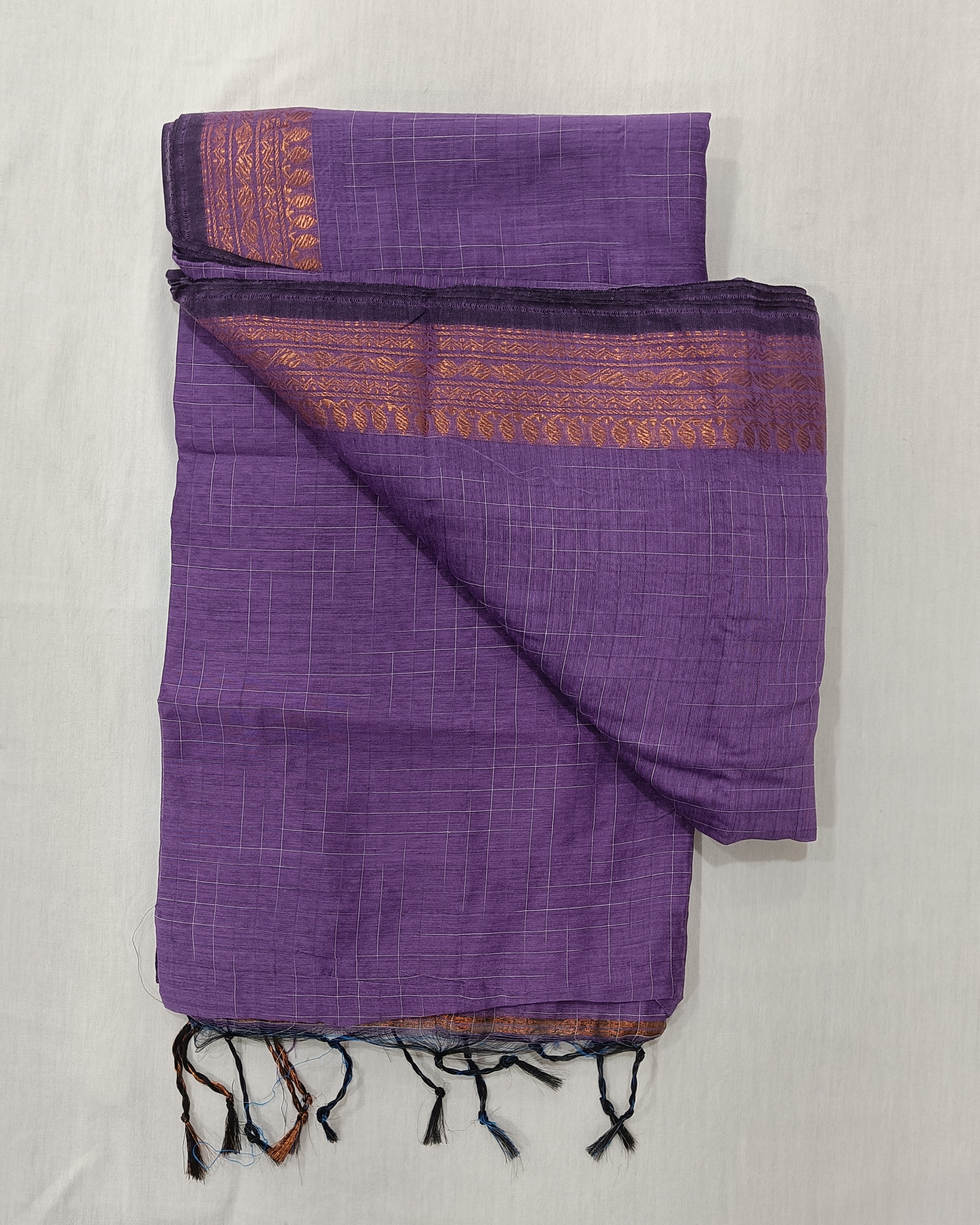 Lavender Purple Ikkat Cotton Silk Saree 
