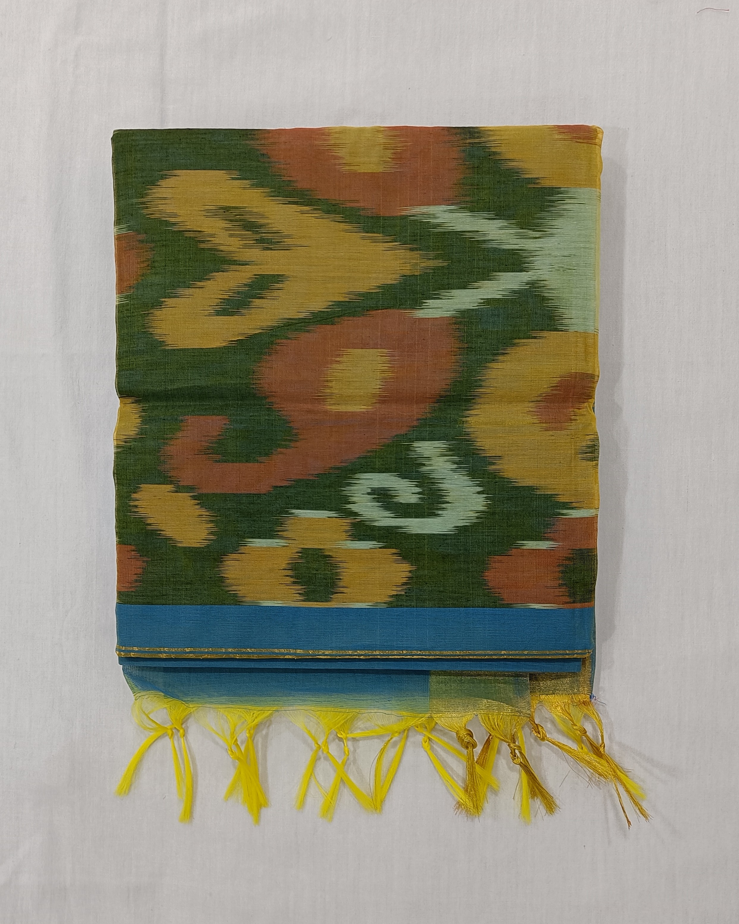 Turquoise Cotton Silk Pochampally Saree
