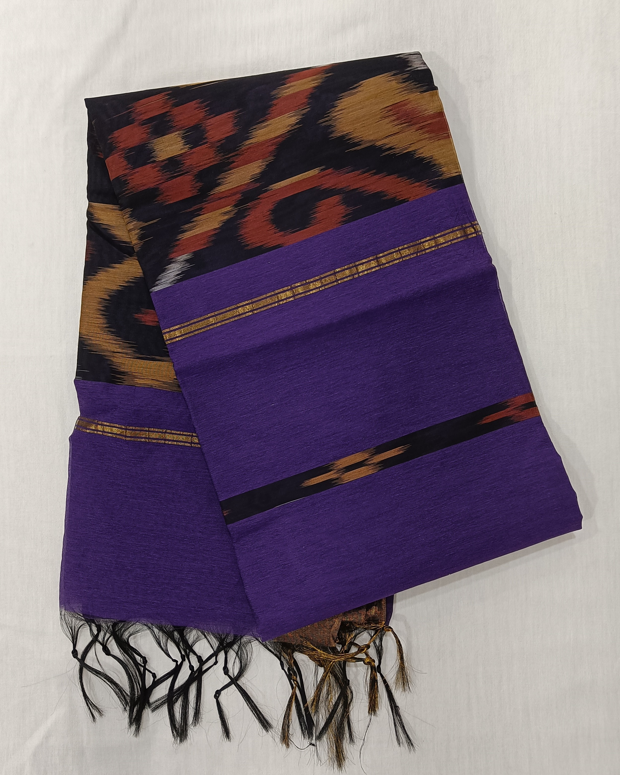 Royal Purple Cotton Silk Pochampally Saree