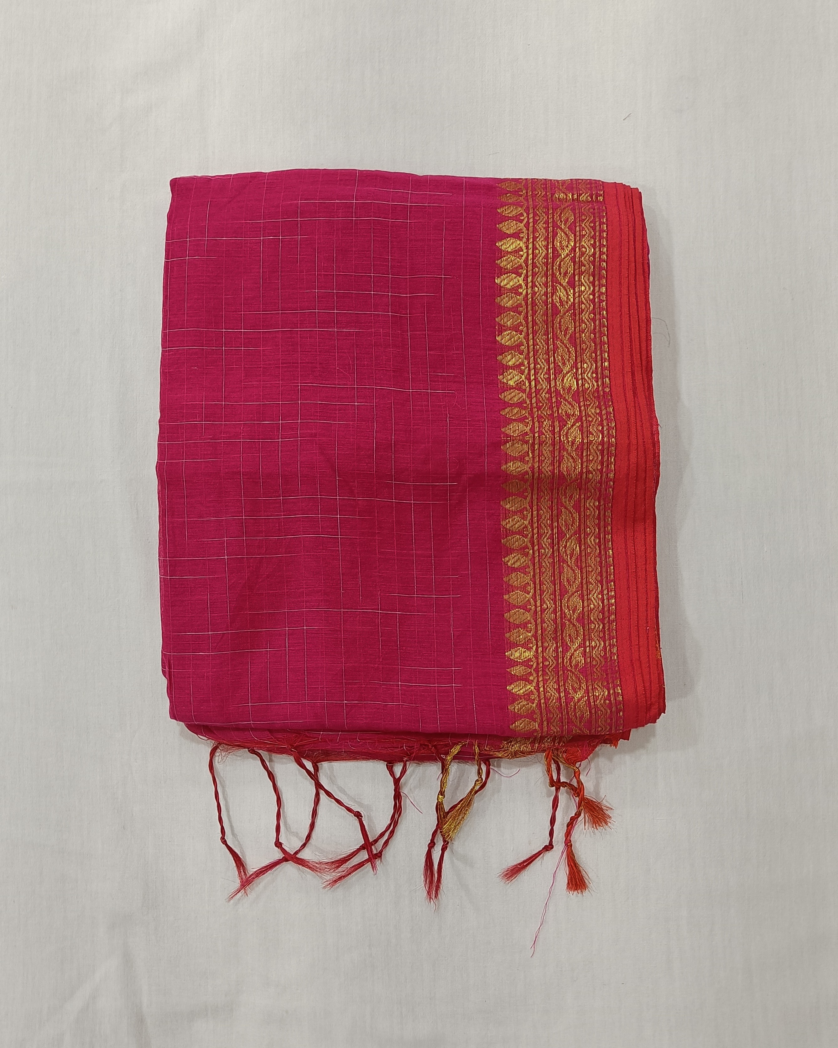 Rani Pink Ikkat Cotton Silk Saree