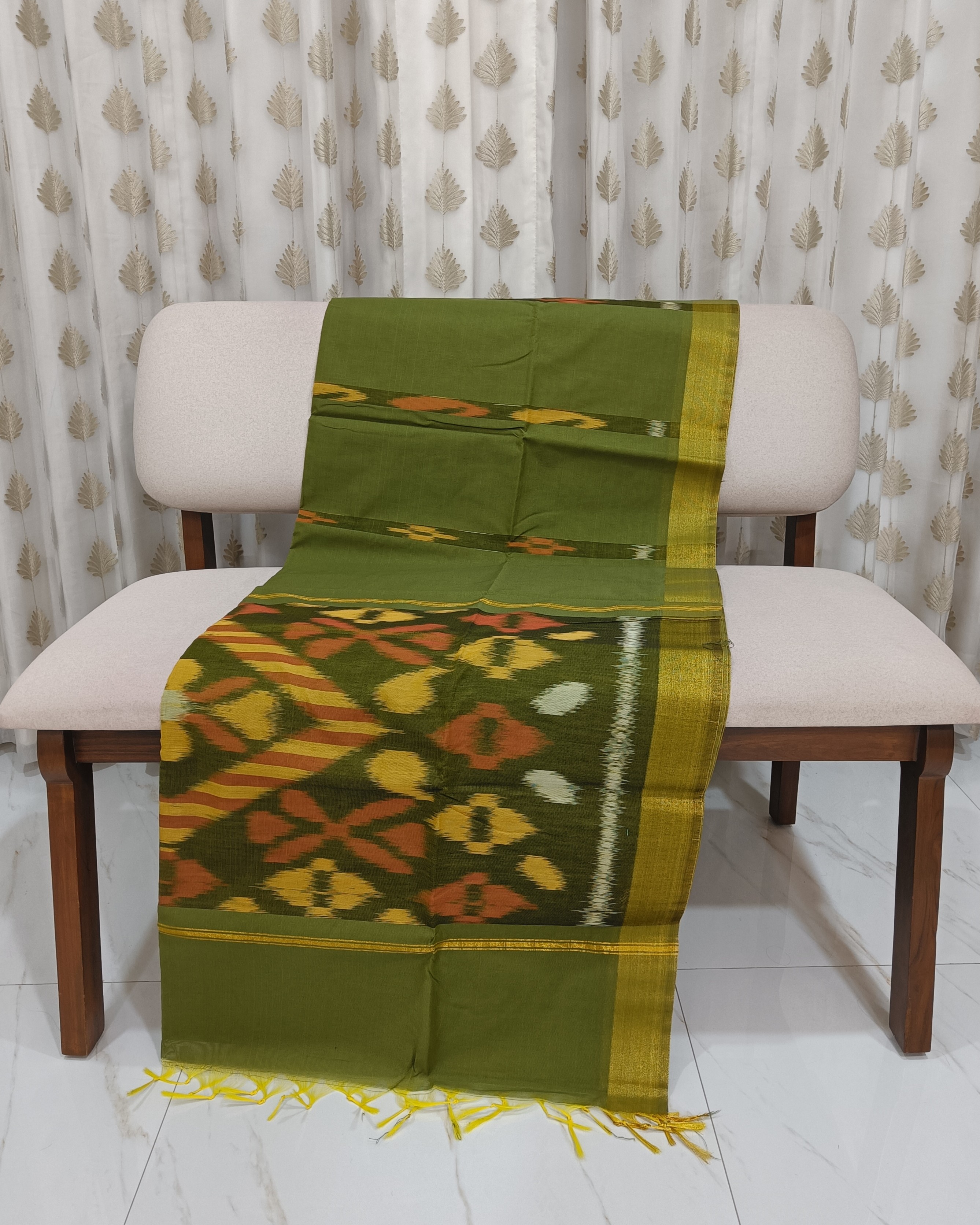 Green Cotton Silk Pochampally Saree