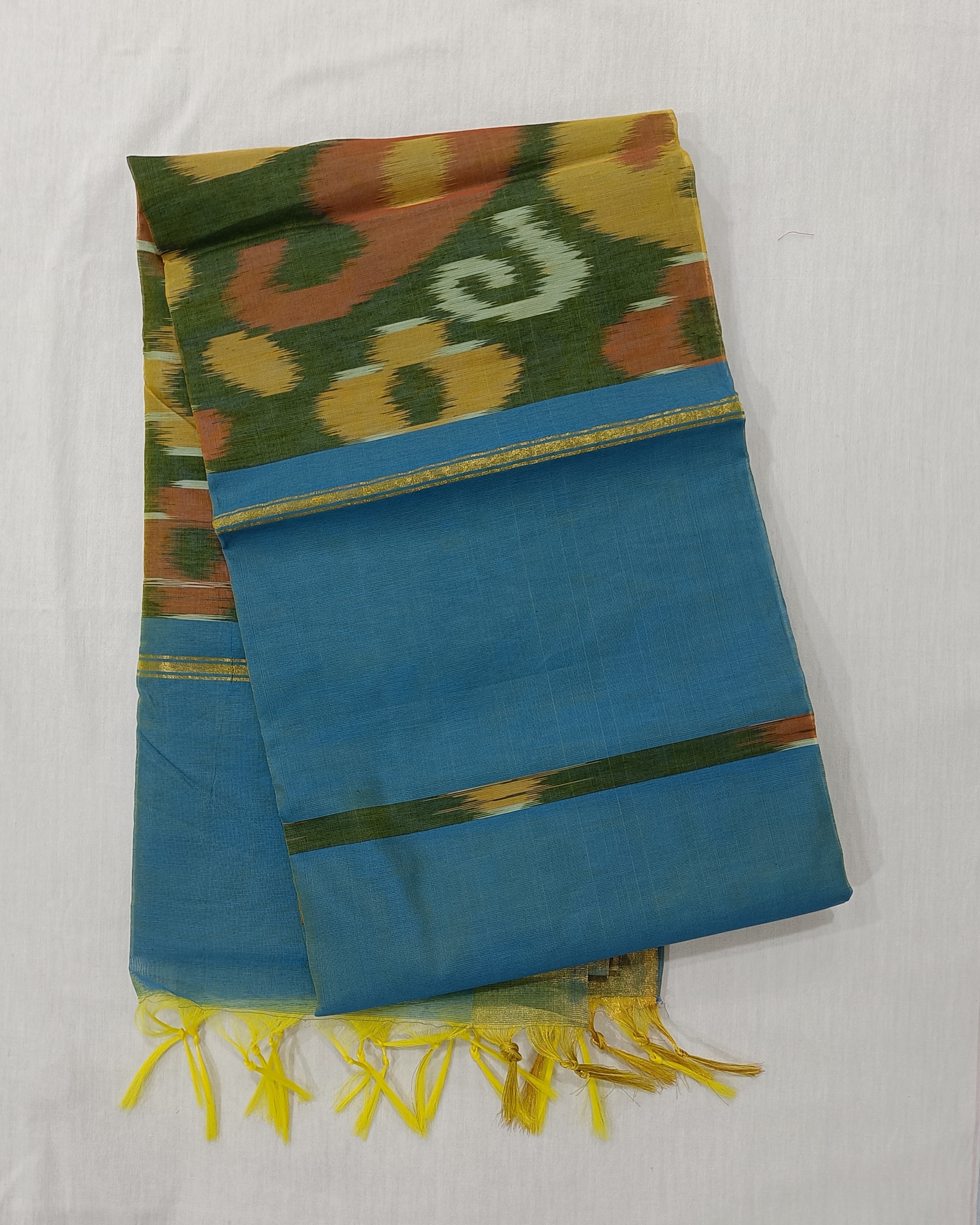 Turquoise Cotton Silk Pochampally Saree