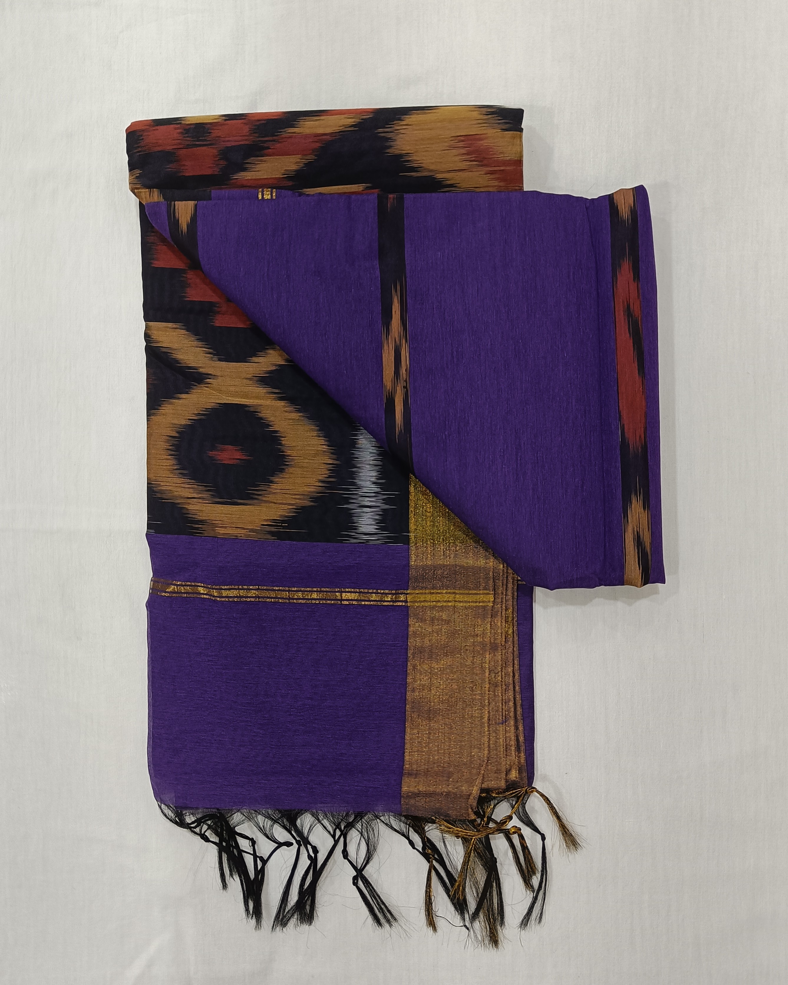 Royal Purple Cotton Silk Pochampally Saree