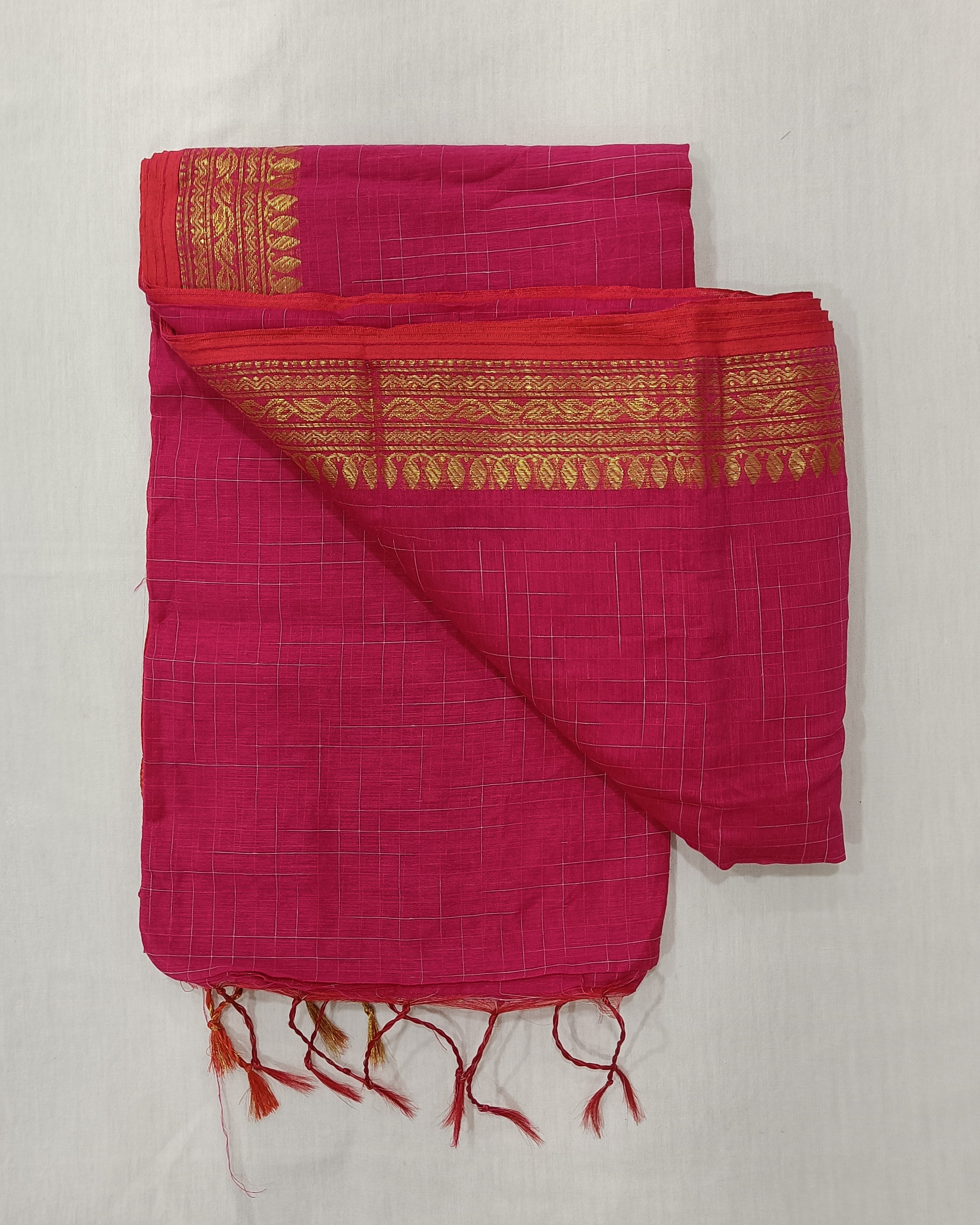 Rani Pink Ikkat Cotton Silk Saree