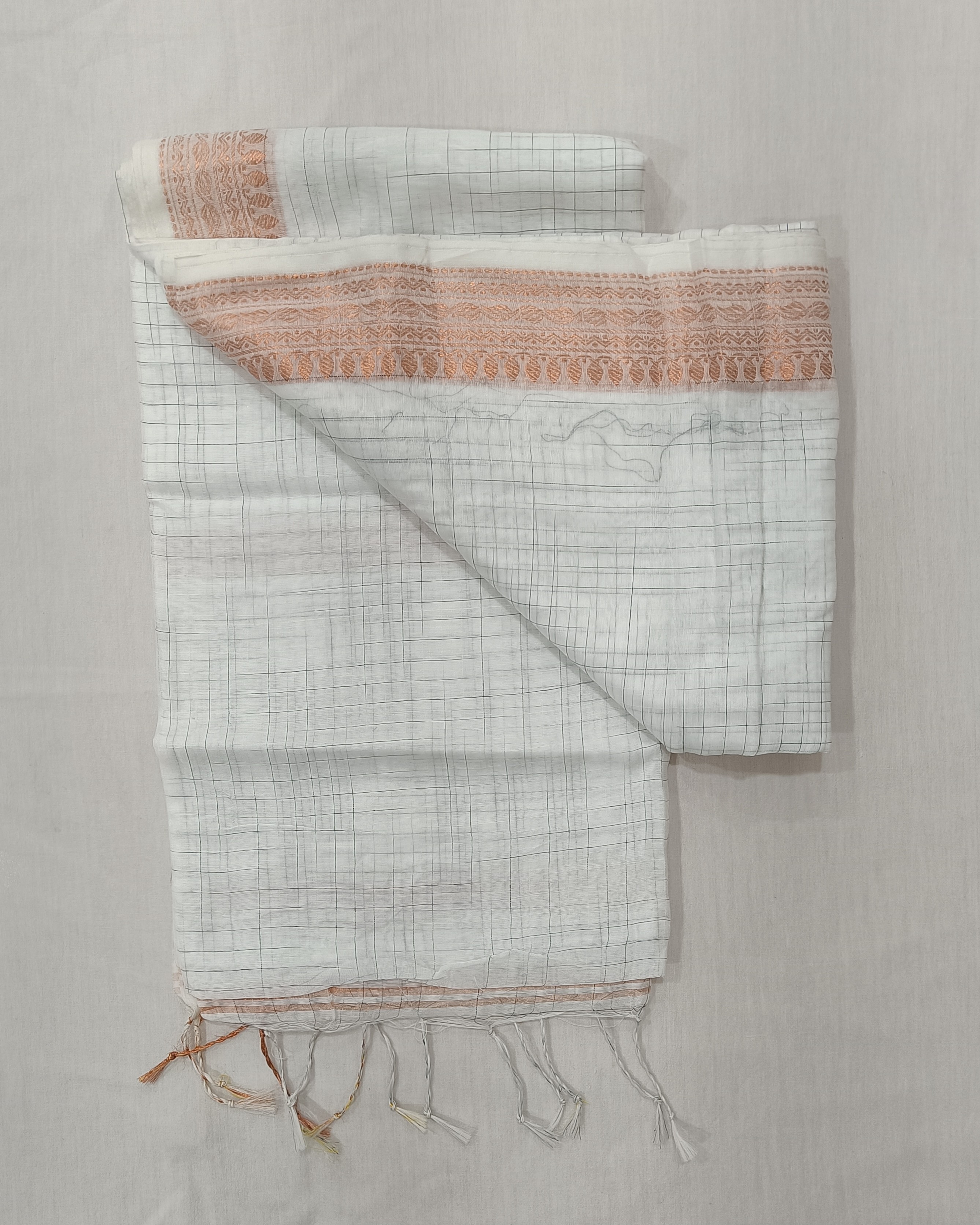 White Ikkat Cotton Silk Saree 