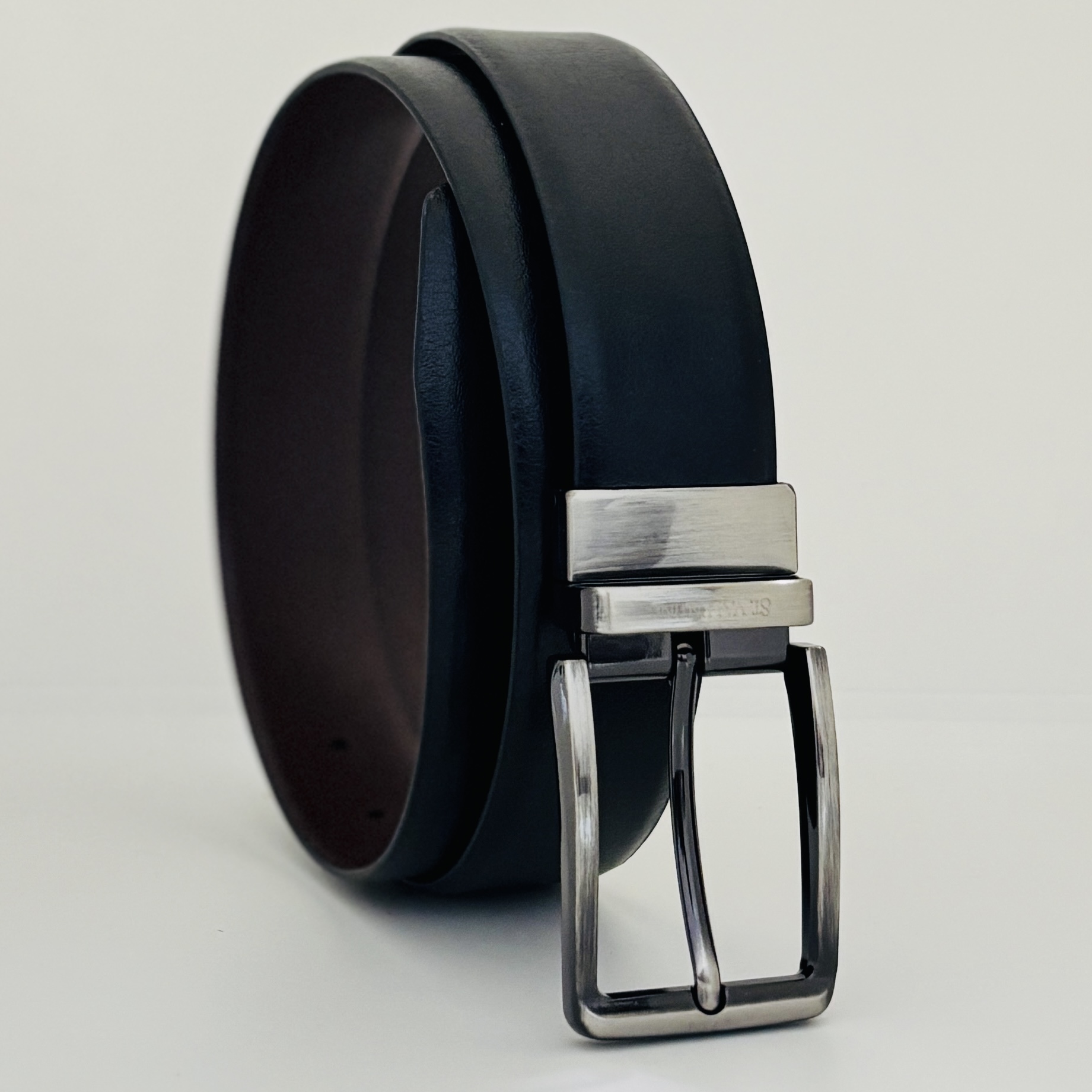 St. Valentine Men’s Reversible Belt – Genuine Leather | Smooth Black & Rich Brown | Dual-Color with Swivel Buckle