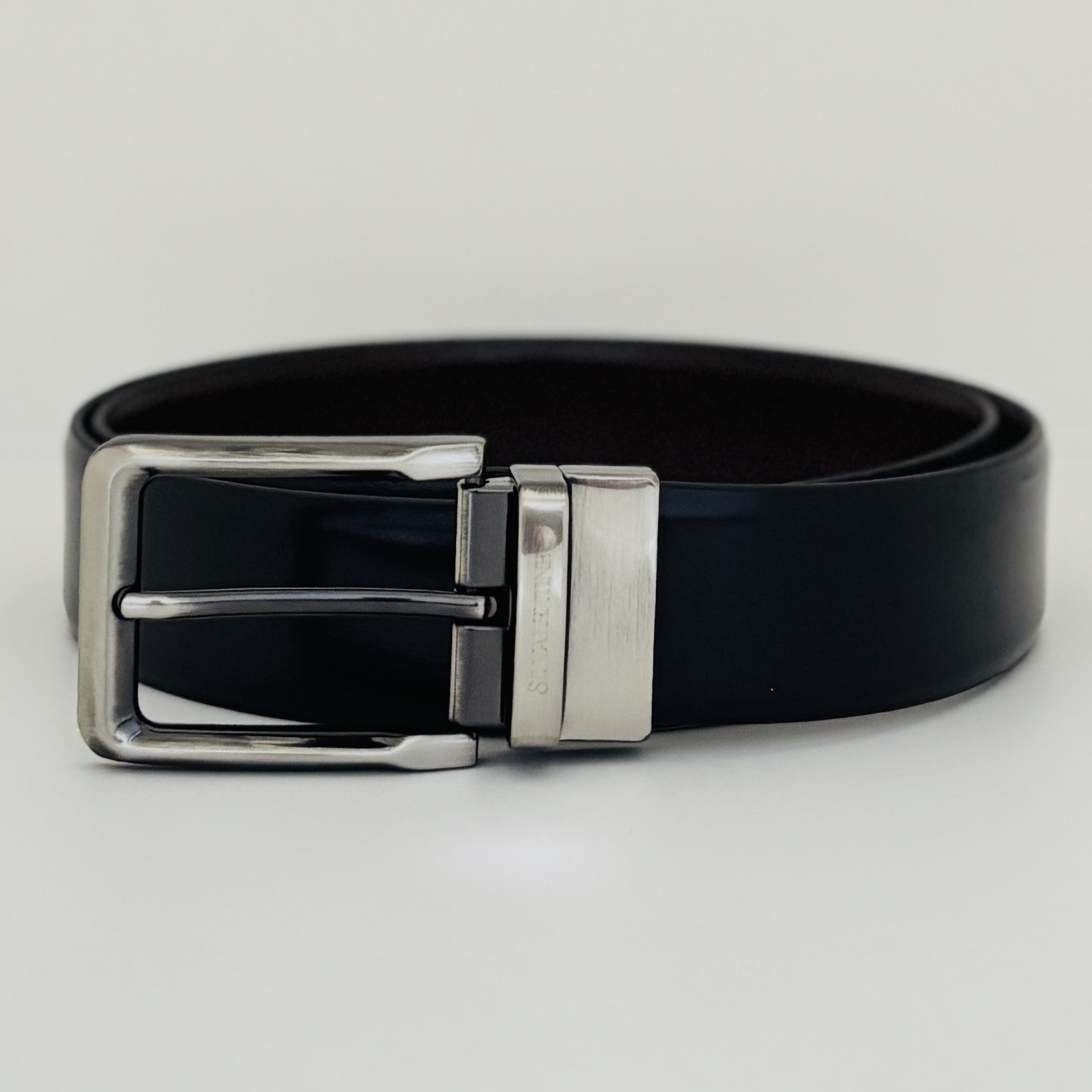 Executive Series Reversible Belt by St. Valentine – Black & Brown Leather with Sleek Metal Buckle