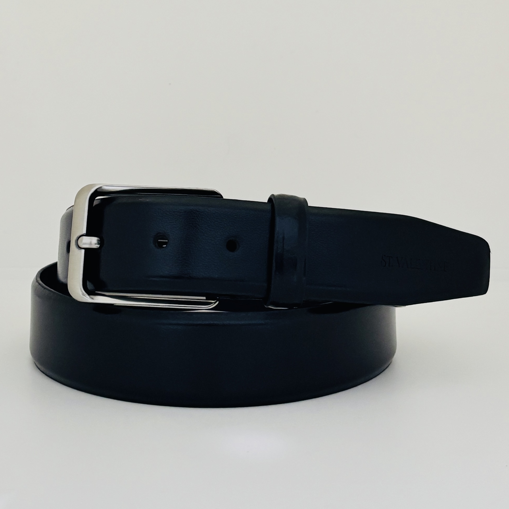 St. Valentine Classic Black Leather Belt for Men