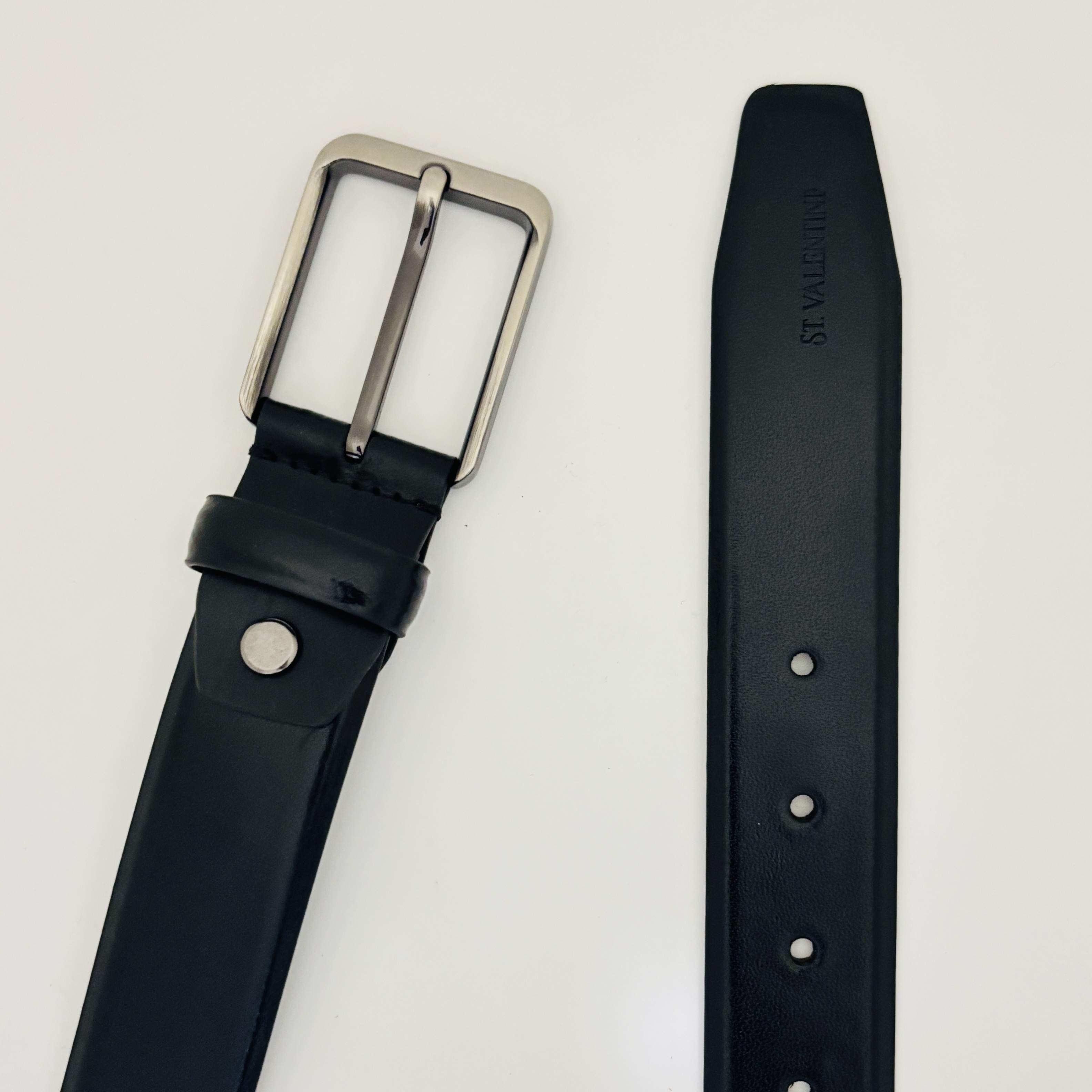 St. Valentine Classic Black Leather Belt for Men