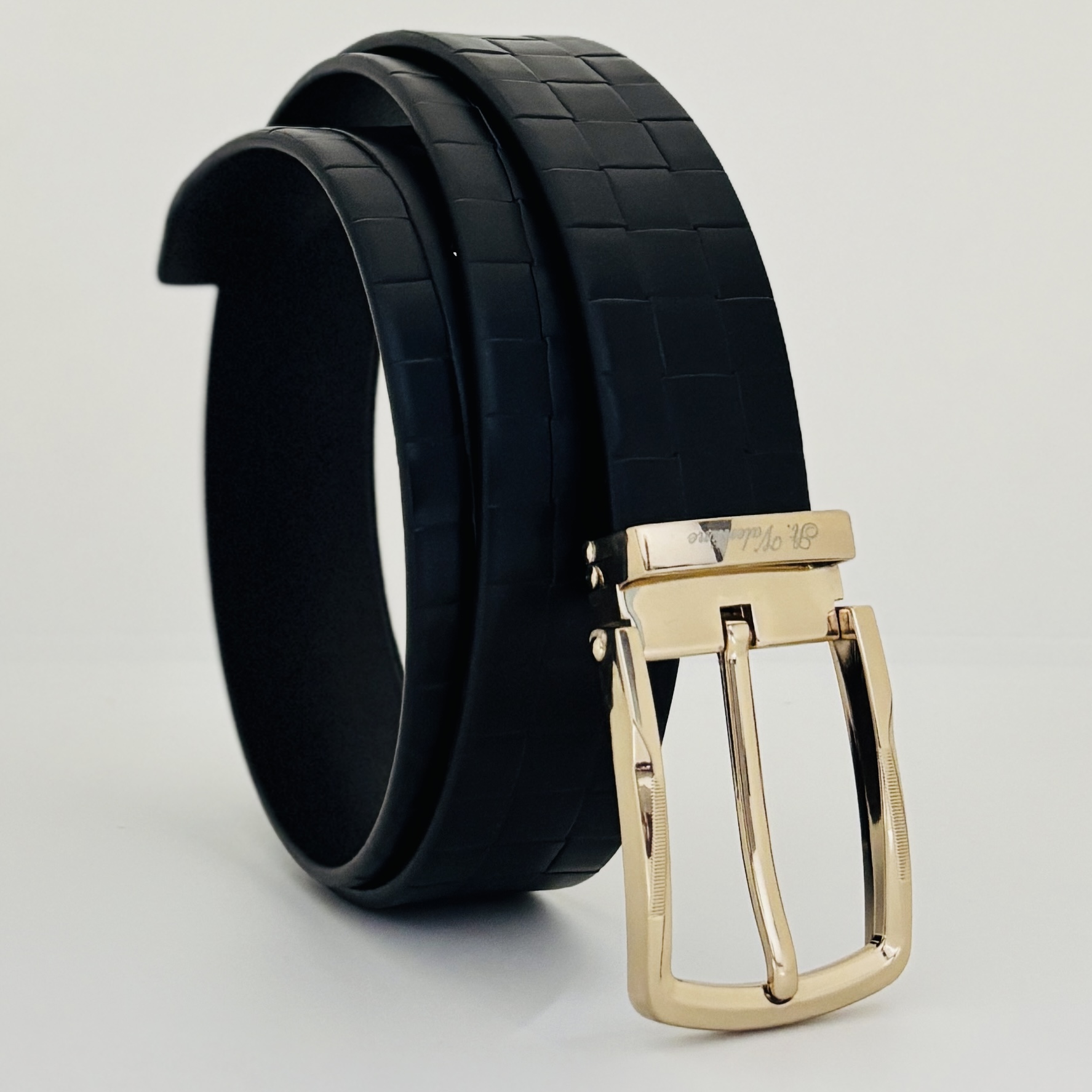 St. Valentine Premium Black Leather Belt – Gold Buckle Edition