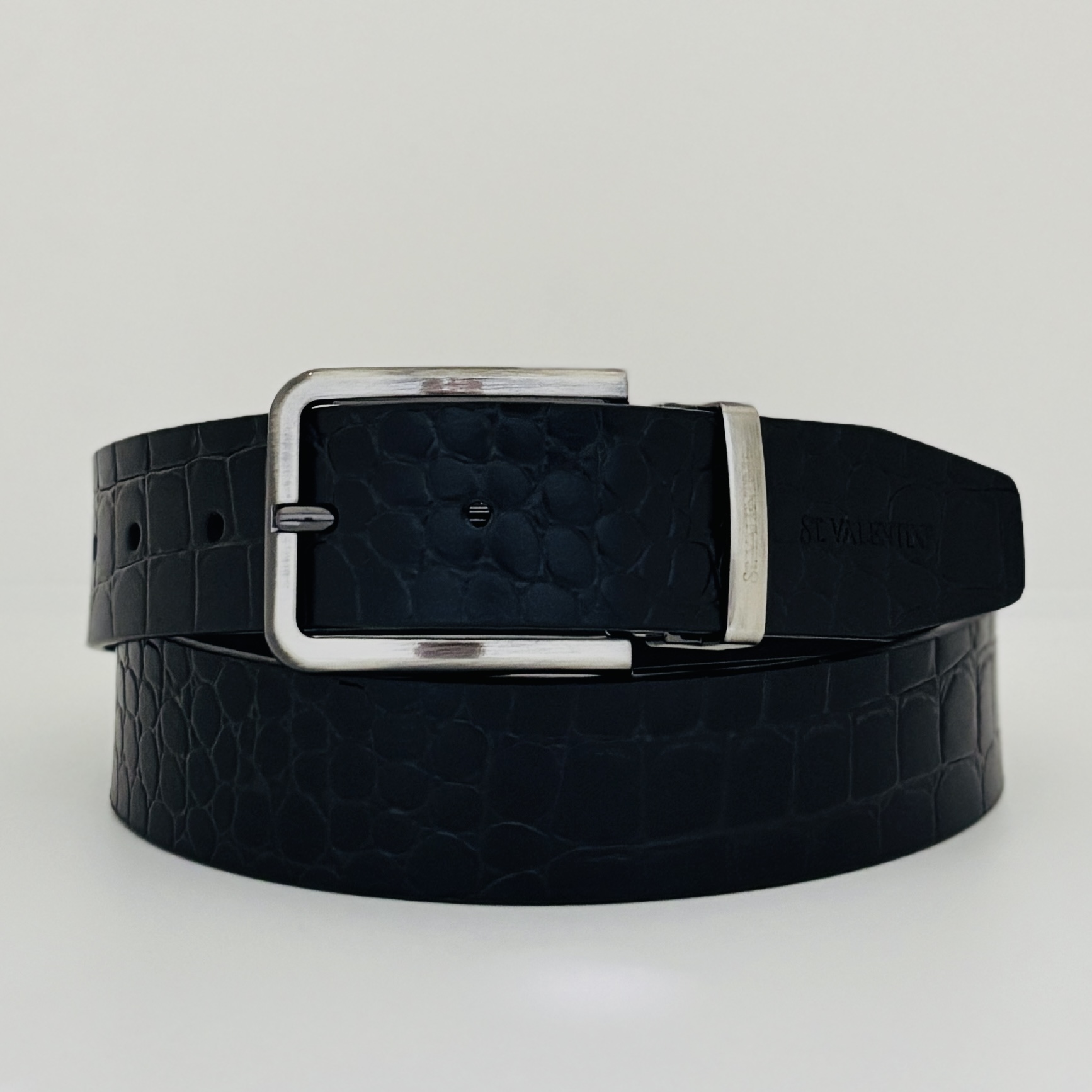 St. Valentine Classic Black Leather Belt – Timeless Formal Wear Essential