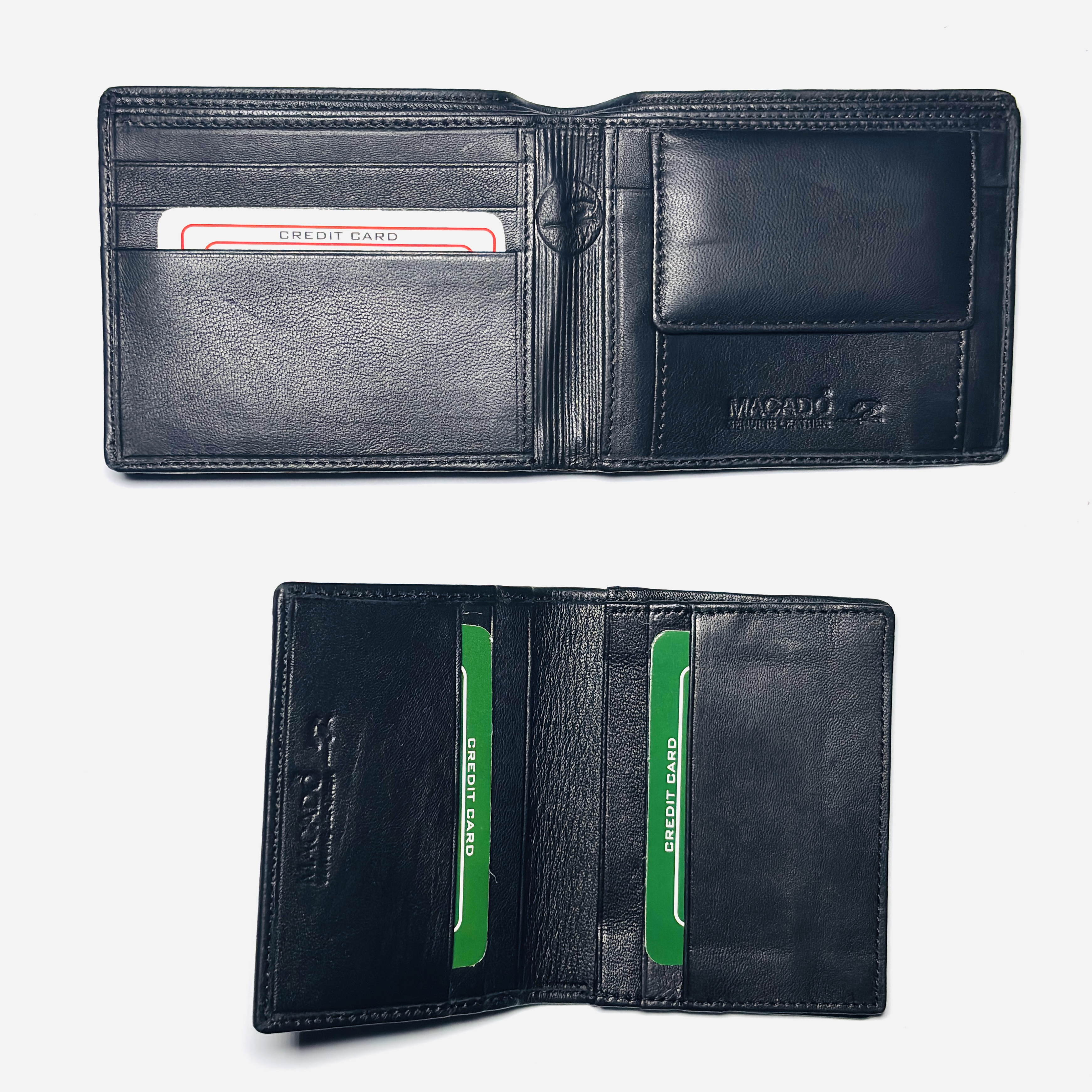 Macado Men's Black Leather Wallet – Slim Bifold Design with Multiple Card Slots & Stylish Matte Finish
