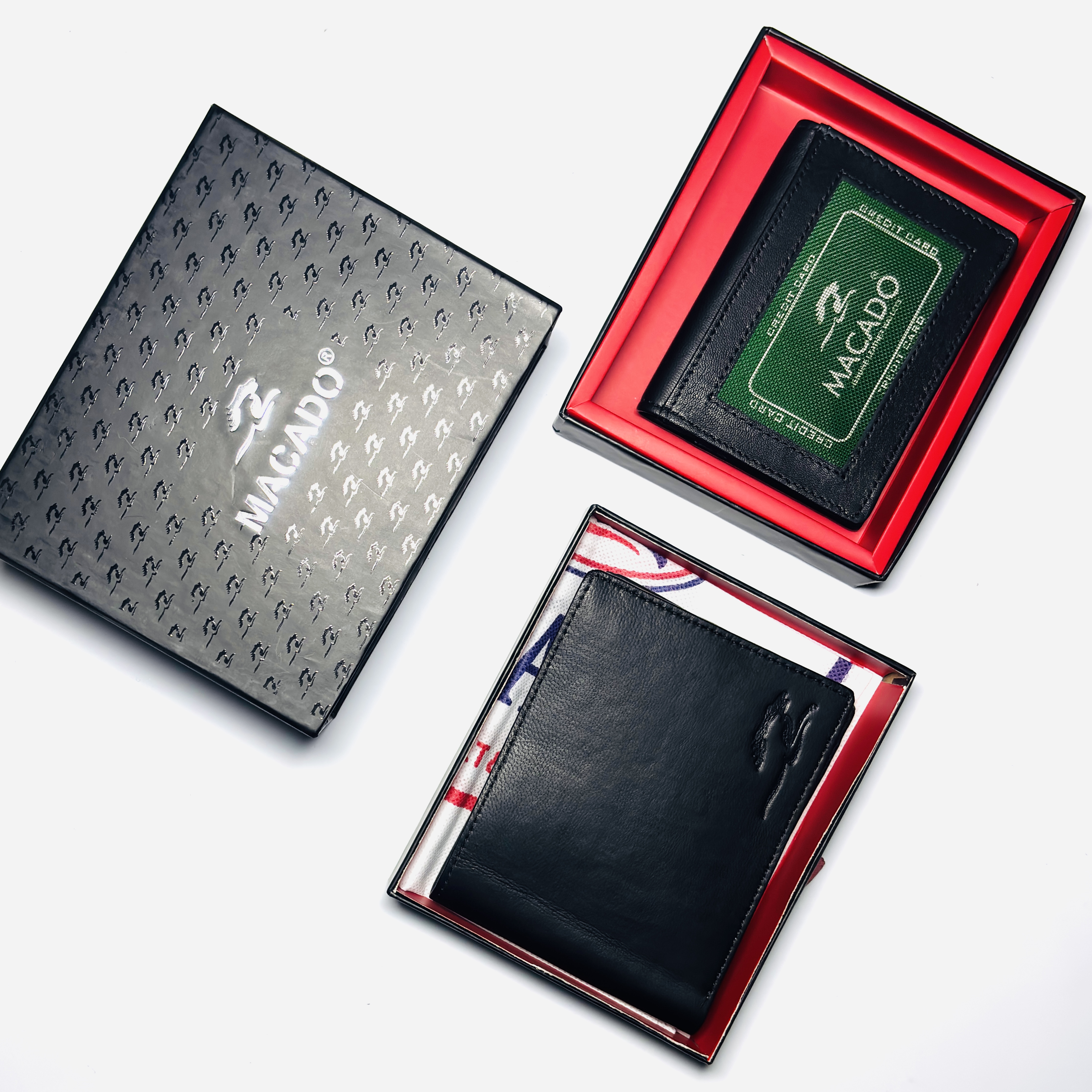 Macado Men's Black Leather Wallet – Slim Bifold Design with Multiple Card Slots & Stylish Matte Finish