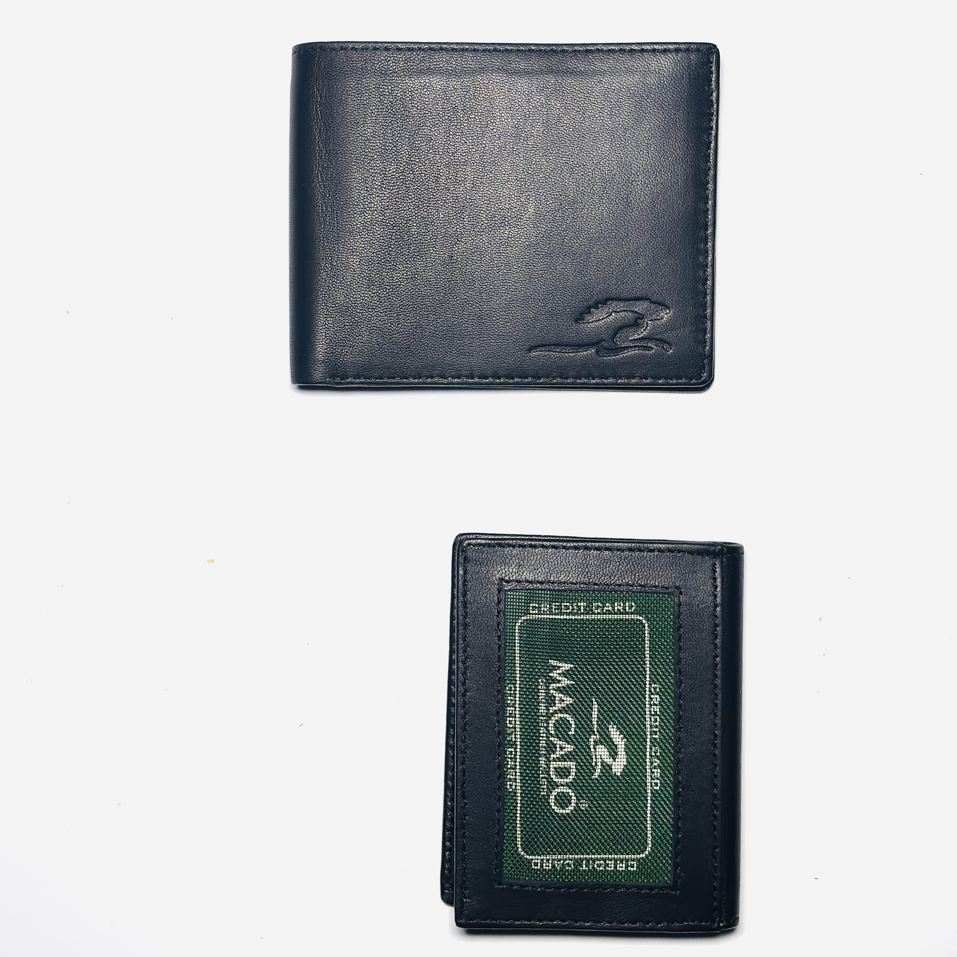 Macado Luxe Edition – Embossed Black Leather Wallet Duo in Premium Gift Box