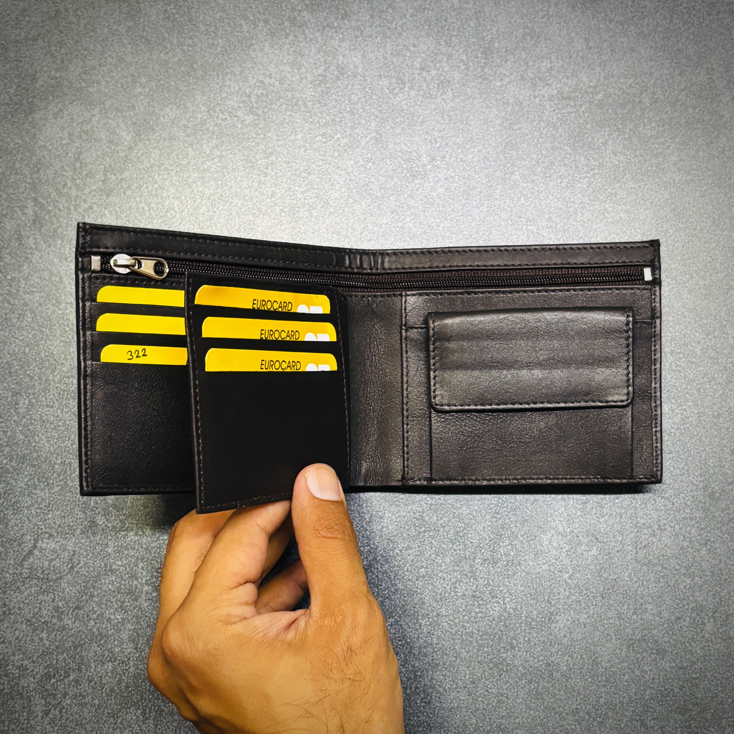 LOOKS  Long Leather Wallet – Brown Bifold Wallet with Inside Zip & Multi Card Slots