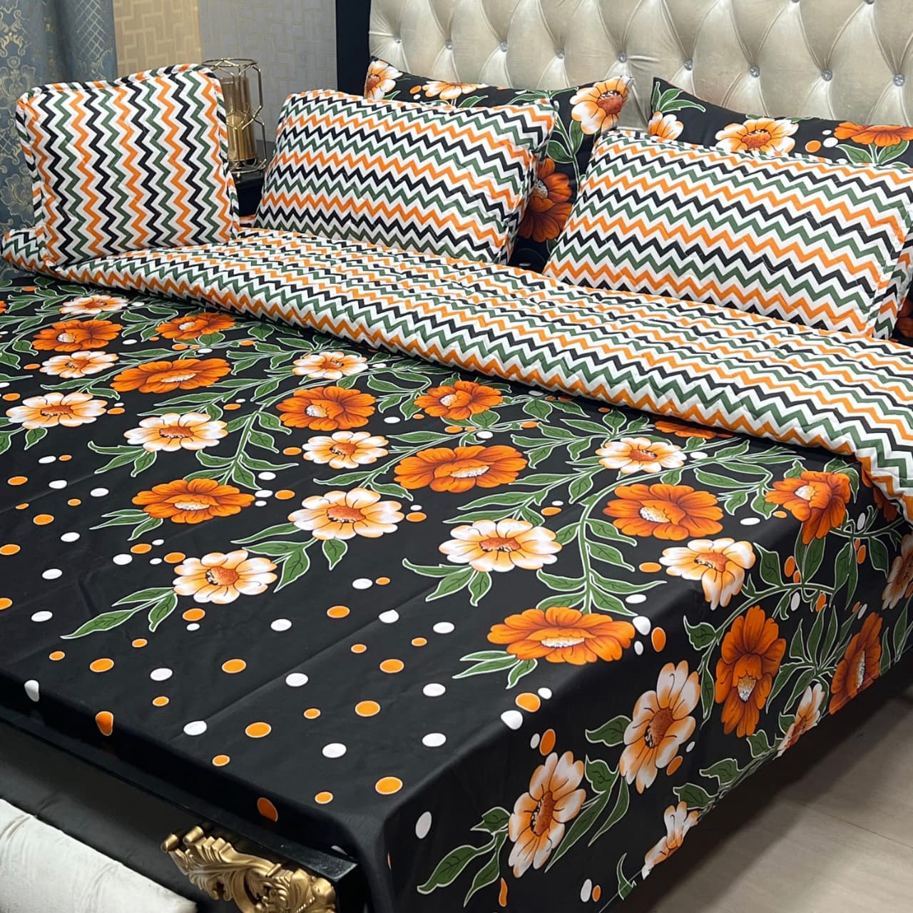 Floral Printed King Size Bed Sheet Set